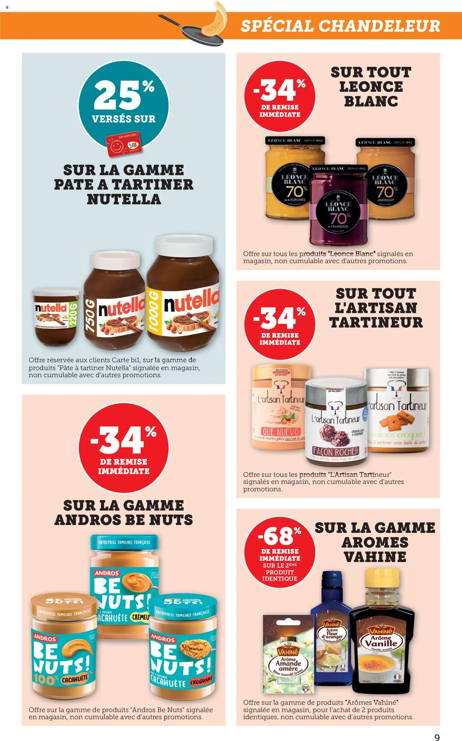 {H1} | Page: 9 | Produits: Amande, Framboise, Pâte à tartiner, Nutella