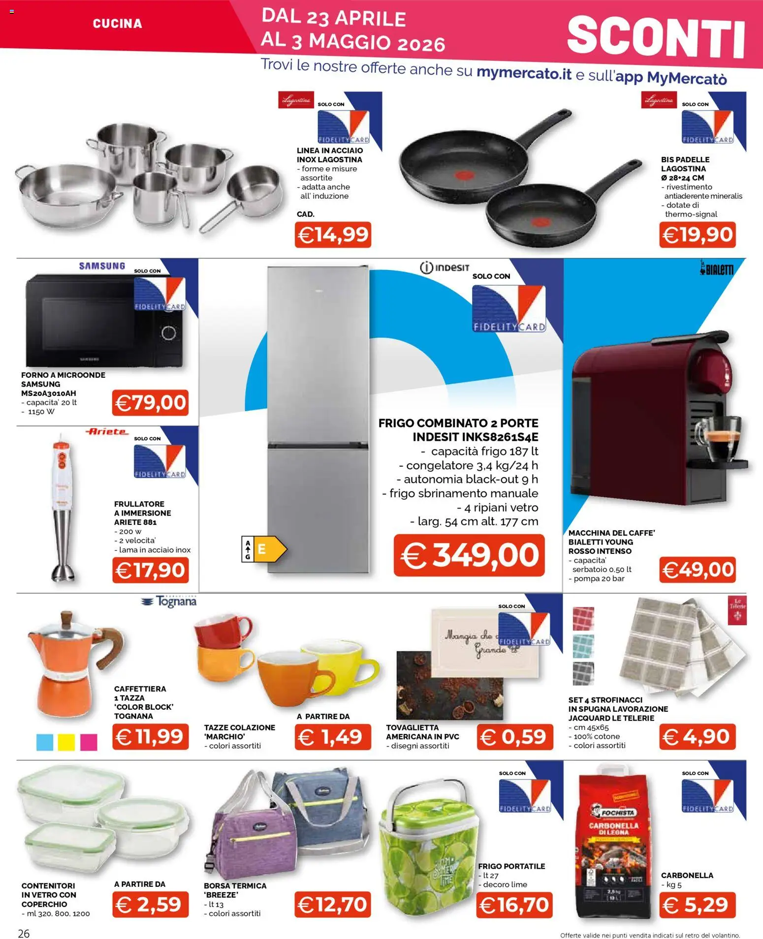 Volantino Mercatò del 23.04.2026 | Pagina: 26 | Prodotti: Caffettiera, Frigo portatile, Lime, Congelatore