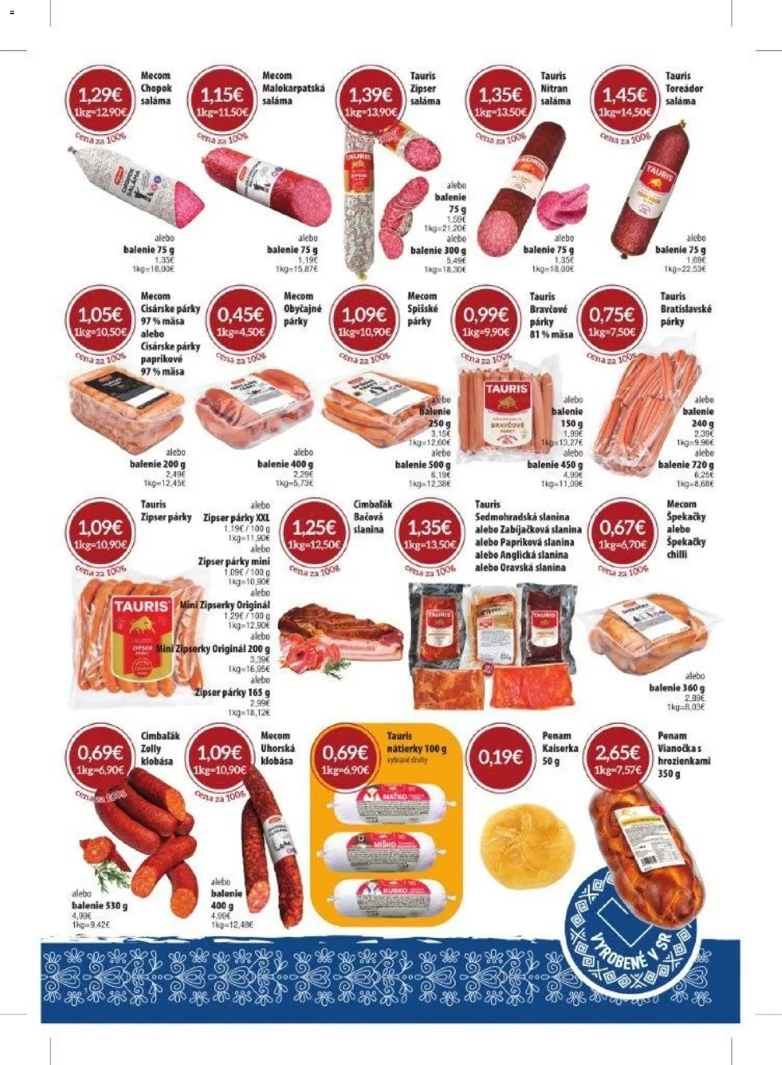 Nové KARMEN CBA akcie – leták je platný od 05.03.2026 | Strana: 3 | Produkty: Saláma, Slanina, Vianočka, Párky