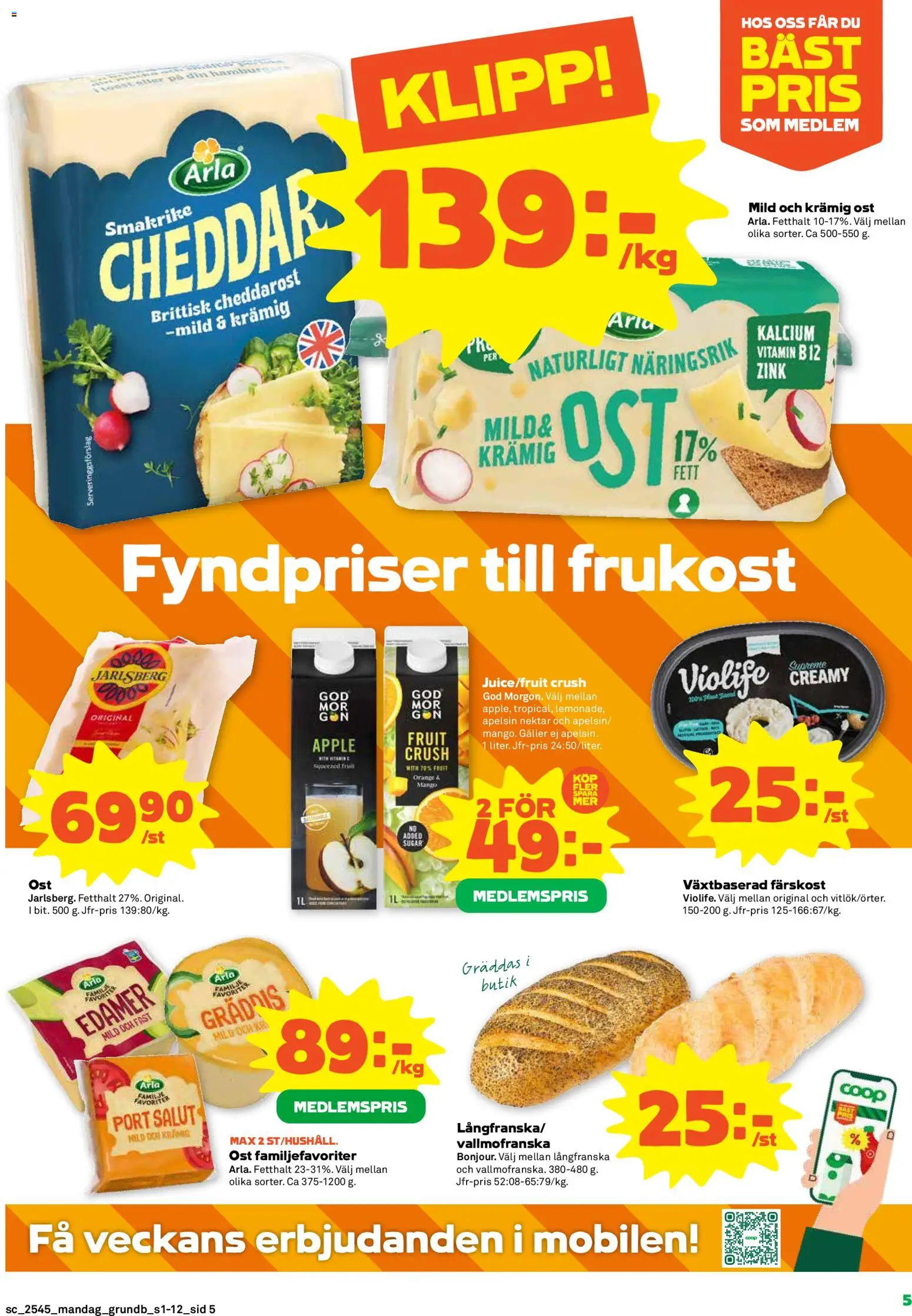 Coop Forum reklamblad aktuell från 03.11.2025 | Sida: 5 | Produkter: Galler, Ost, Äpple, Mango