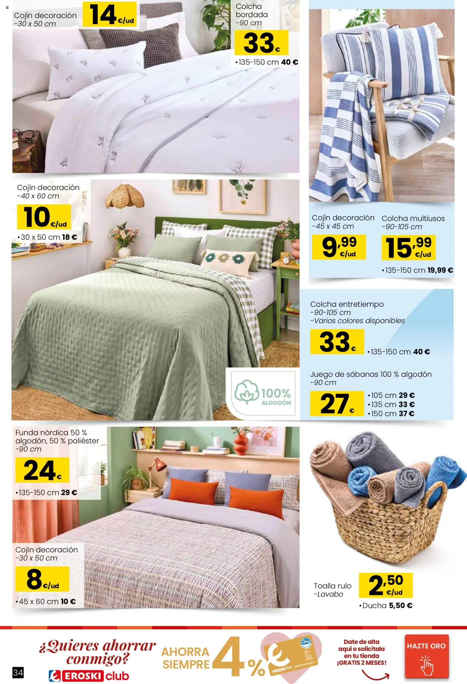 Eroski - Qué planazo │ válido desde el 26.03.2026 | Página: 34 | Productos: Juego de sábanas, Funda, Lavabo, Ducha