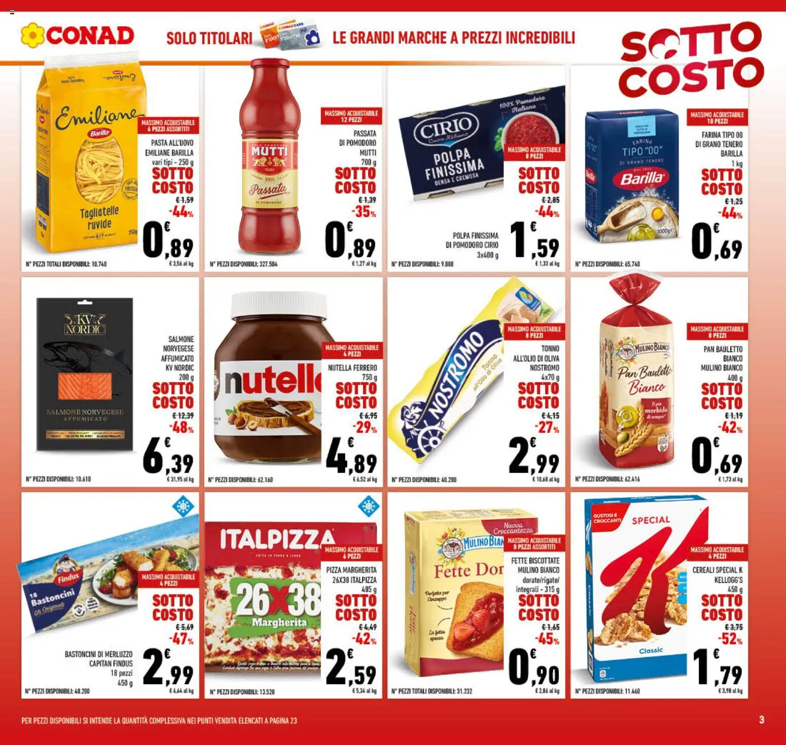Volantino Conad del 29.01.2026 | Pagina: 3 | Prodotti: Salmone, Merluzzo, Farina, Olio di Oliva
