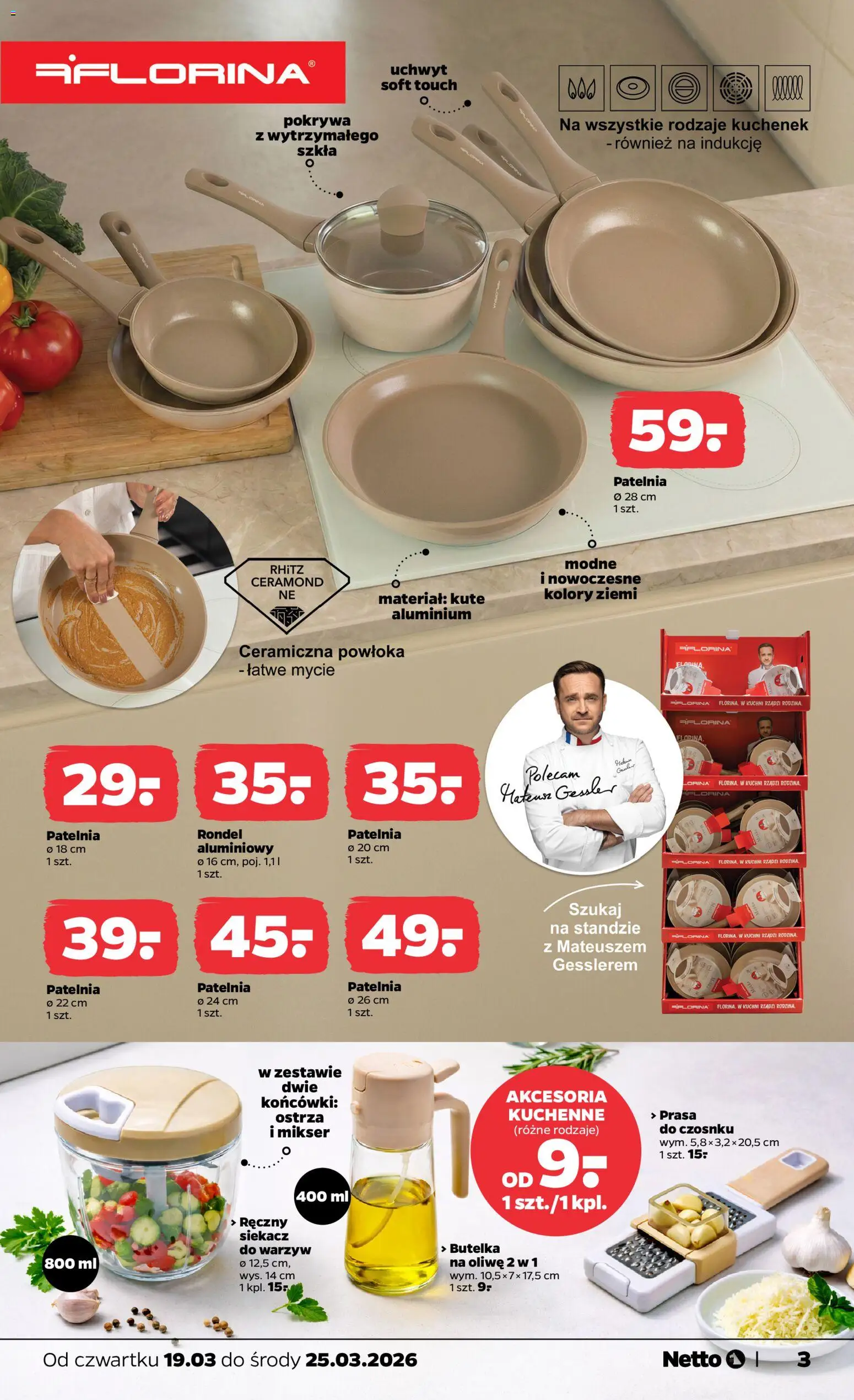 Netto gazetka od czwartku NonFood od 19.03.2026 | Strona: 3 | Produkty: Mikser, Patelnia