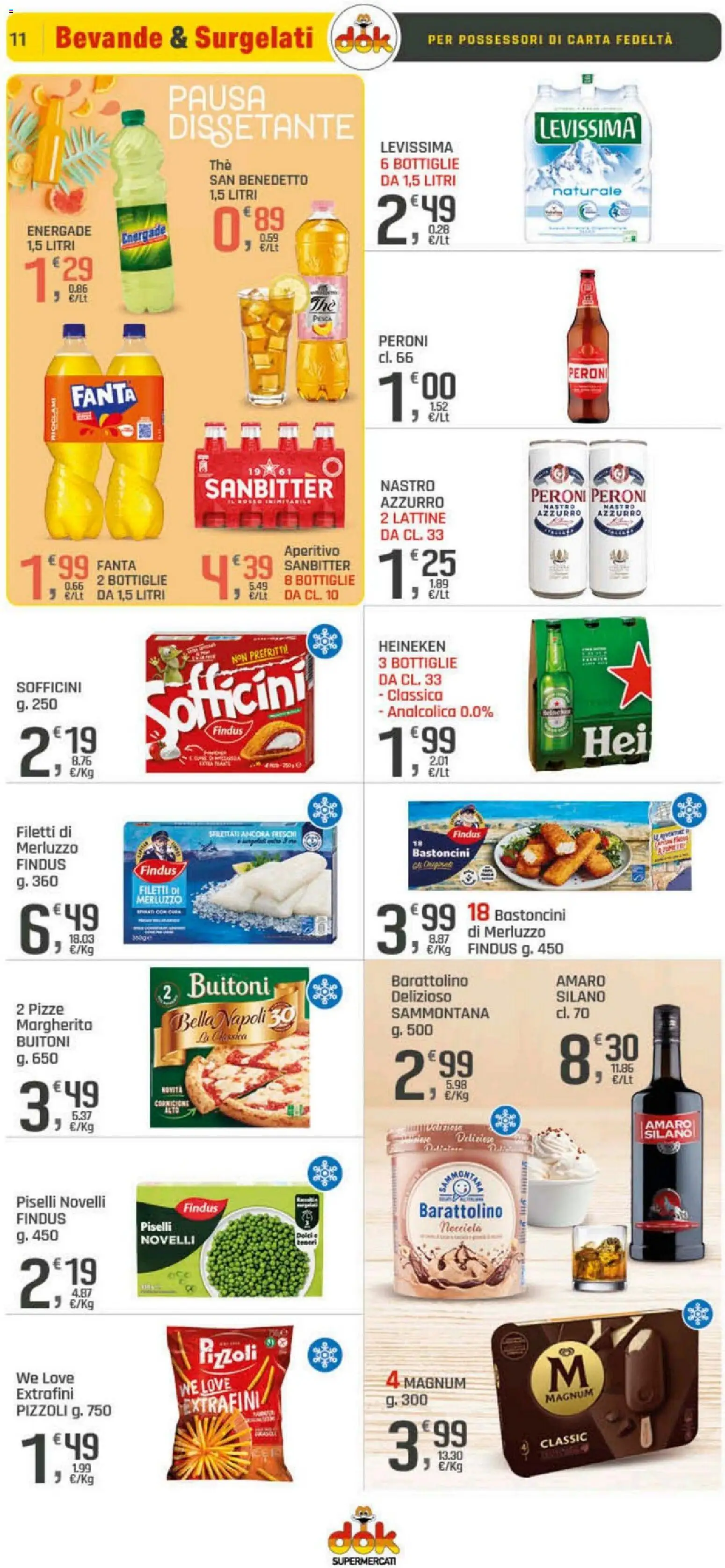 Volantino DOK del 10.04.2026 | Pagina: 11 | Prodotti: Merluzzo, Piselli, Amaro, Aperitivo