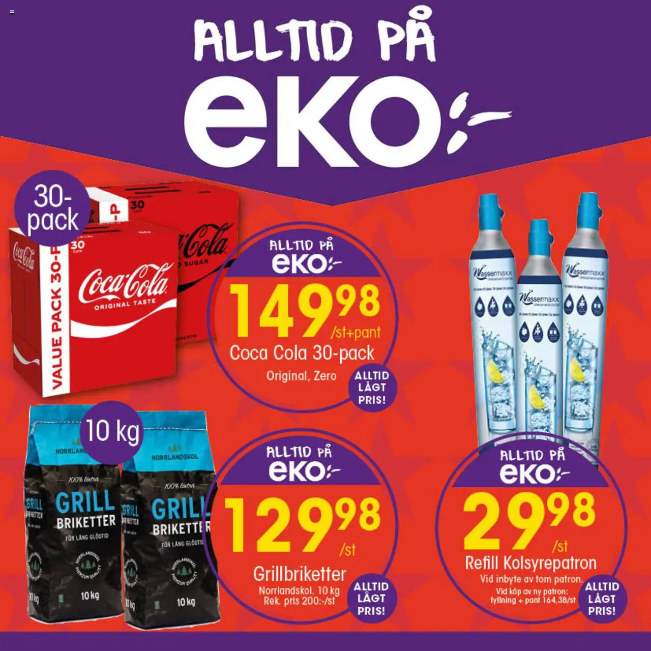 EKO reklamblad aktuell från 23.06.2025 | Sida: 2 | Produkter: Grill, Briketter, Coca cola, Kolsyrepatron