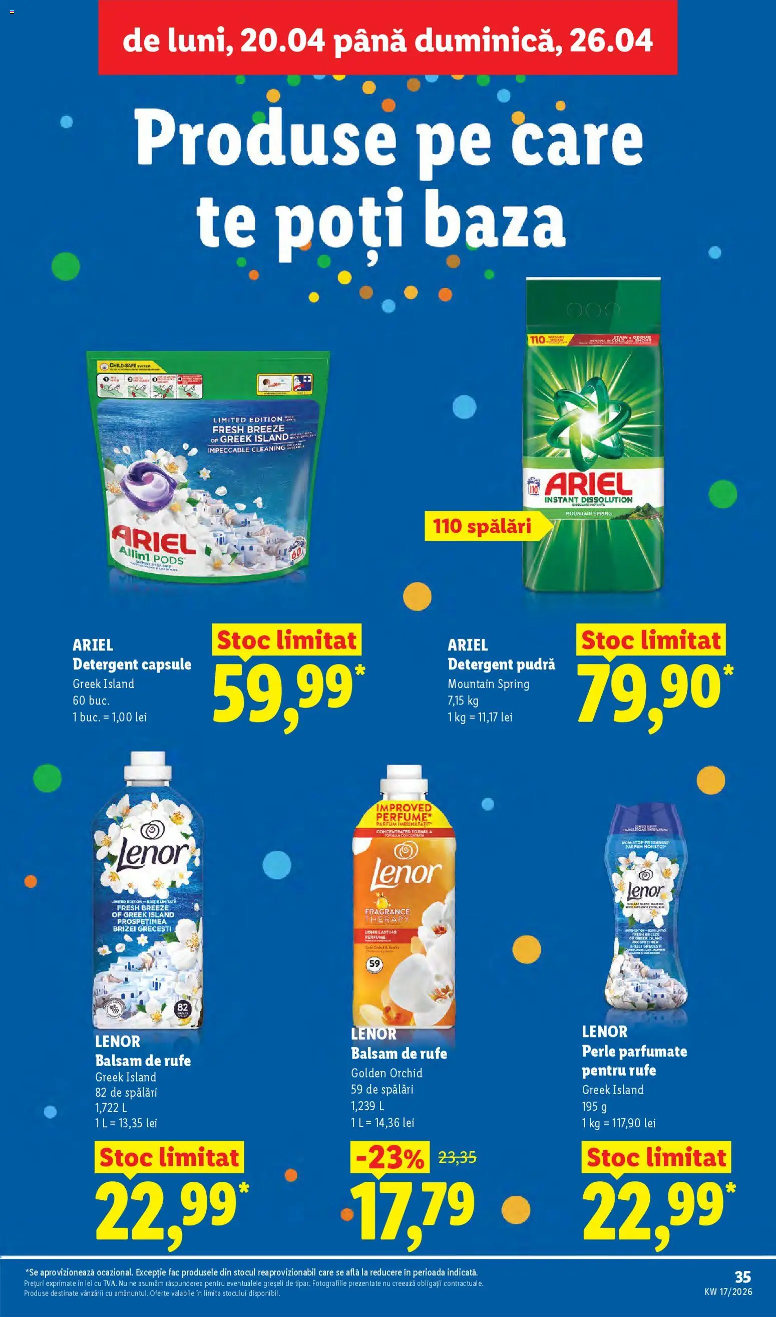 Noul catalog Lidl – valabil de la 20.04.2026 | Pagină: 35 | Produse: Parfum, Pudră, Detergent, Balsam de rufe