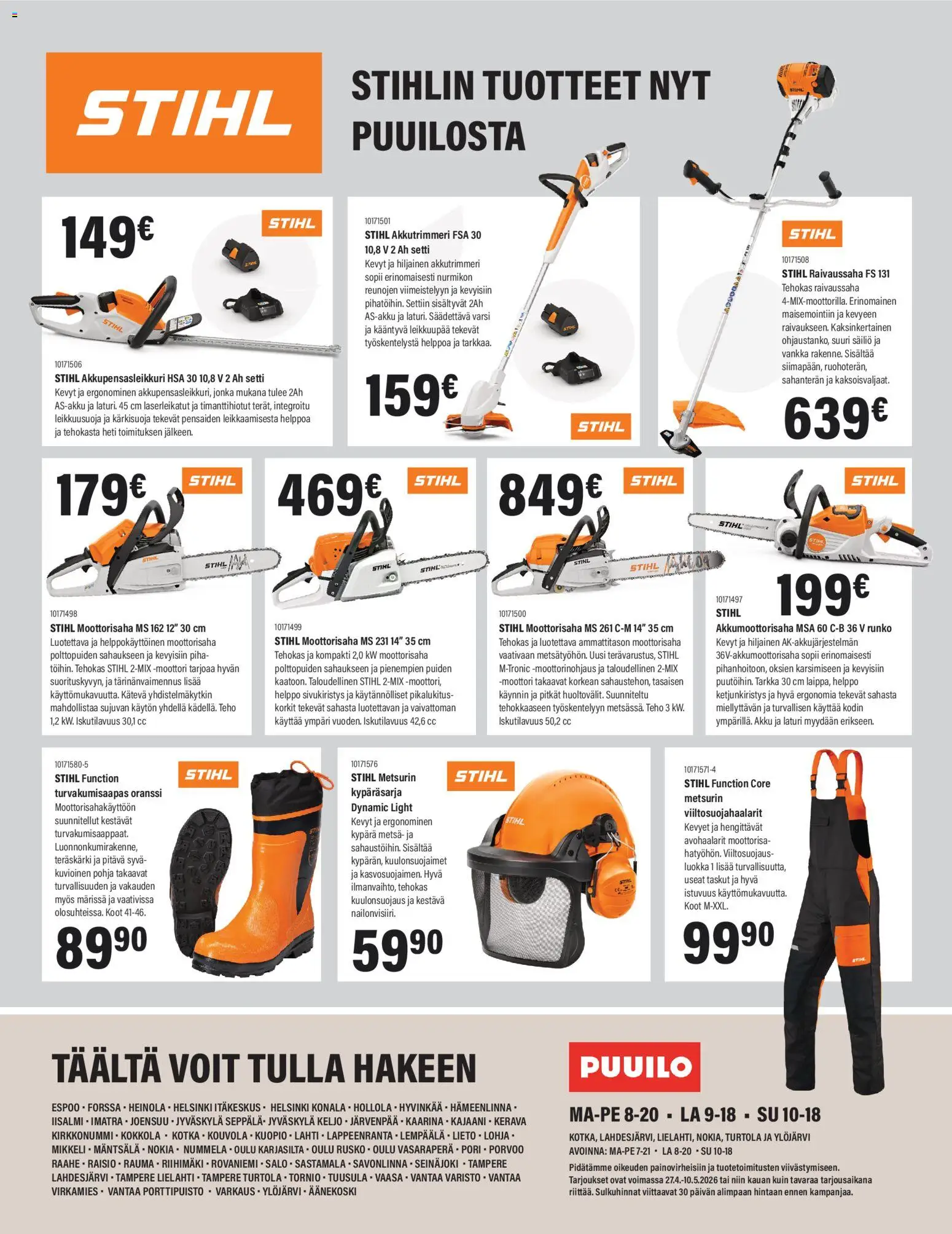Puuilo tarjoukset – voimassa 27.04.2026 alkaen | Sivu: 20 | Tuotteet: Raivaussaha, Moottorisaha, Akku, Laturi
