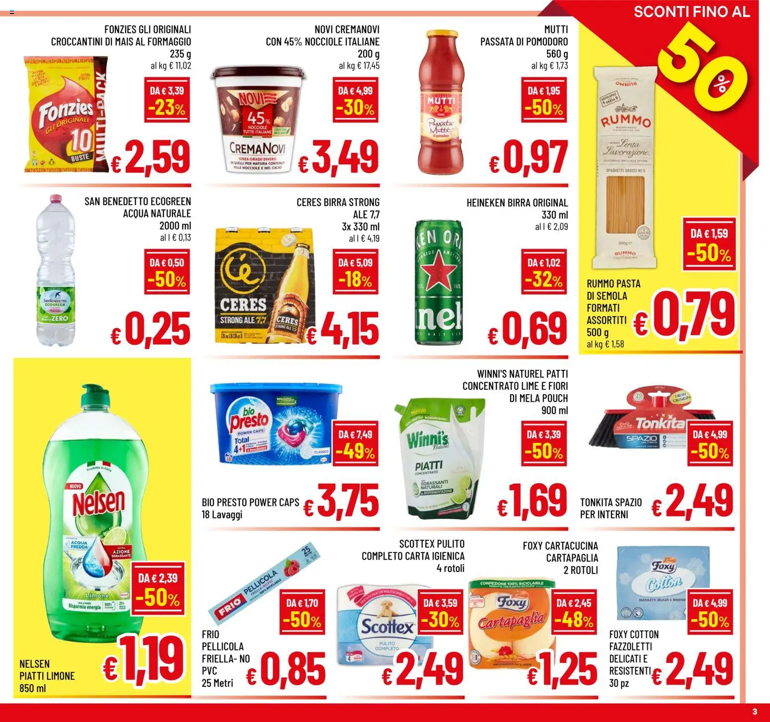 Volantino A&O del 10.11.2025 | Pagina: 3 | Prodotti: Acqua, Formaggio, Pasta, Heineken