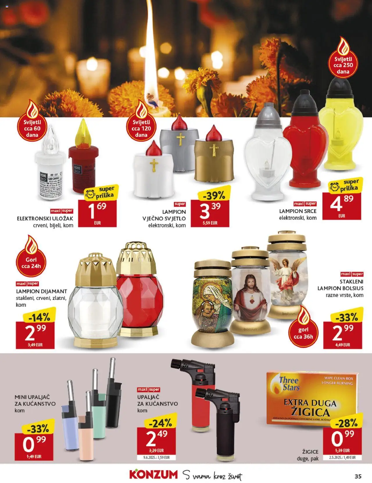 Konzum katalog | vrijedi od 15.10.2025 | Stranica: 35 | Proizvodi: Lampion, Upaljač, Žigice