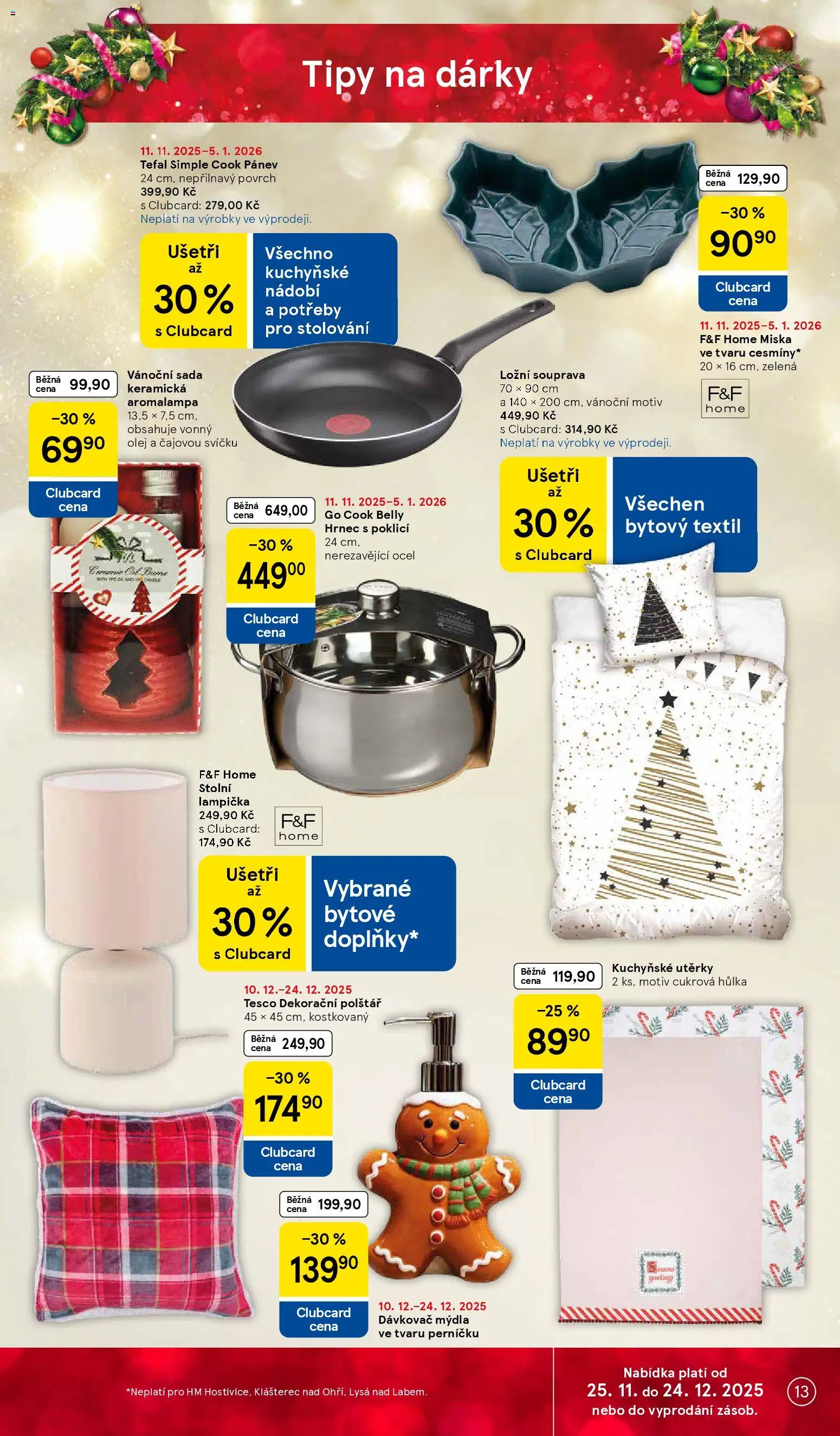 Tesco leták - Hypermarket od 10.12.2025 | Strana: 13 | Produkty: Nádobí, Hrnec, Miska, Polštář