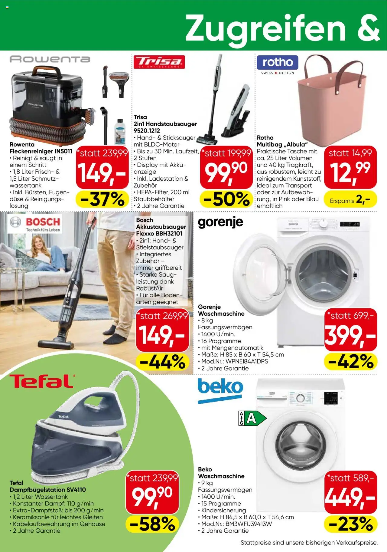 Eurospar  Alles fuer den Haushalt - Burgenland gültig ab 14.08.2025 | Seite: 2 | Produkte: Tasche, Waschmaschine