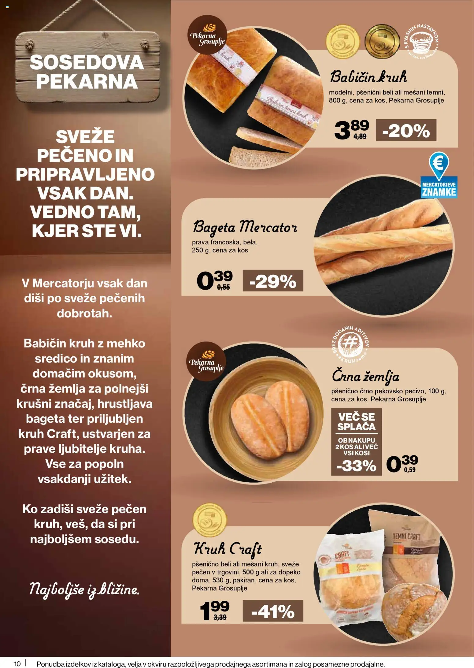 Novi Mercator katalog ponudbe – veljaven od 26.02.2026 | Stran: 10 | Izdelki: Žemlja, Pekarna, Kos, Kruh