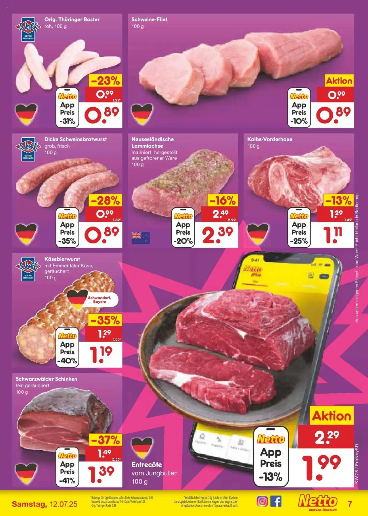 Netto Marken-Discount prospekt Ergolding	 - gültig ab dem 07.07.2025 | Seite: 9 | Produkte: Schweinefilet, Schinken, Steak, Fleisch