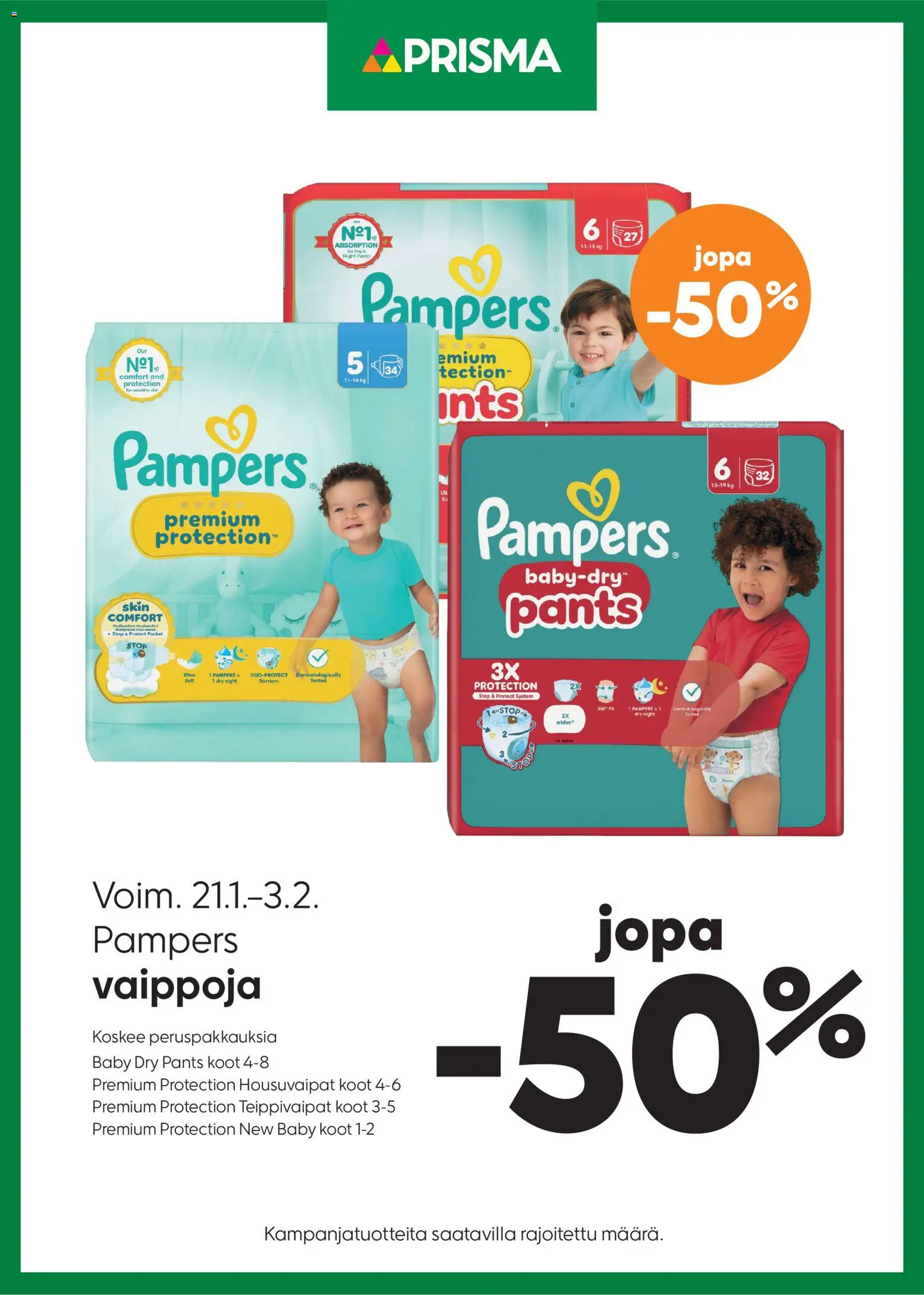 Prisma tarjoukset Pampers – voimassa 21.01.2026 alkaen | Sivu: 1
