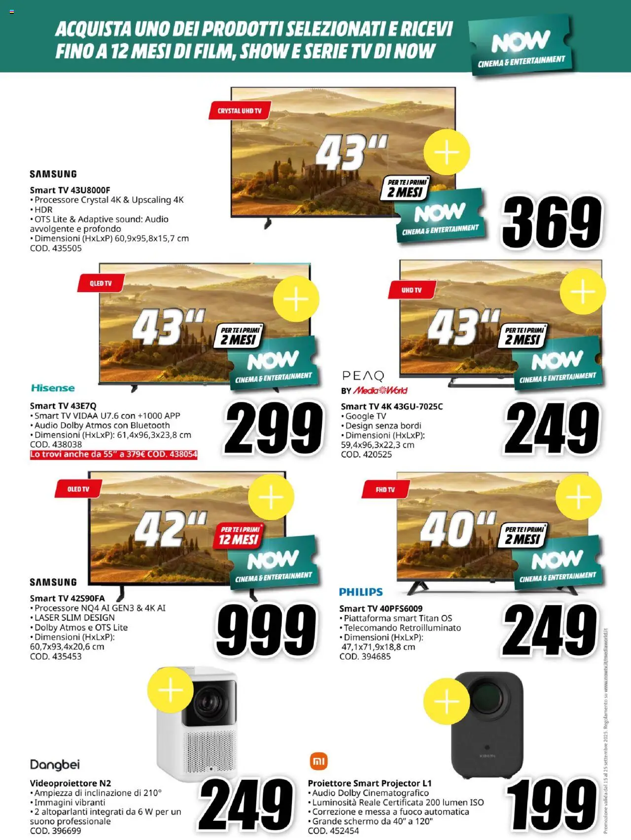 Volantino Media World del 15.09.2025 | Pagina: 7 | Prodotti: Tv samsung, Xiaomi, smart TV, TV