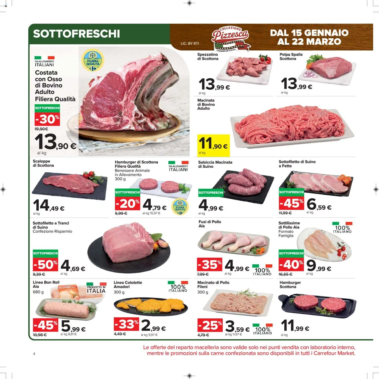 Volantino Carrefour del 15.01.2026 | Pagina: 4 | Prodotti: Pollo, Suino, Salsiccia, Macinato