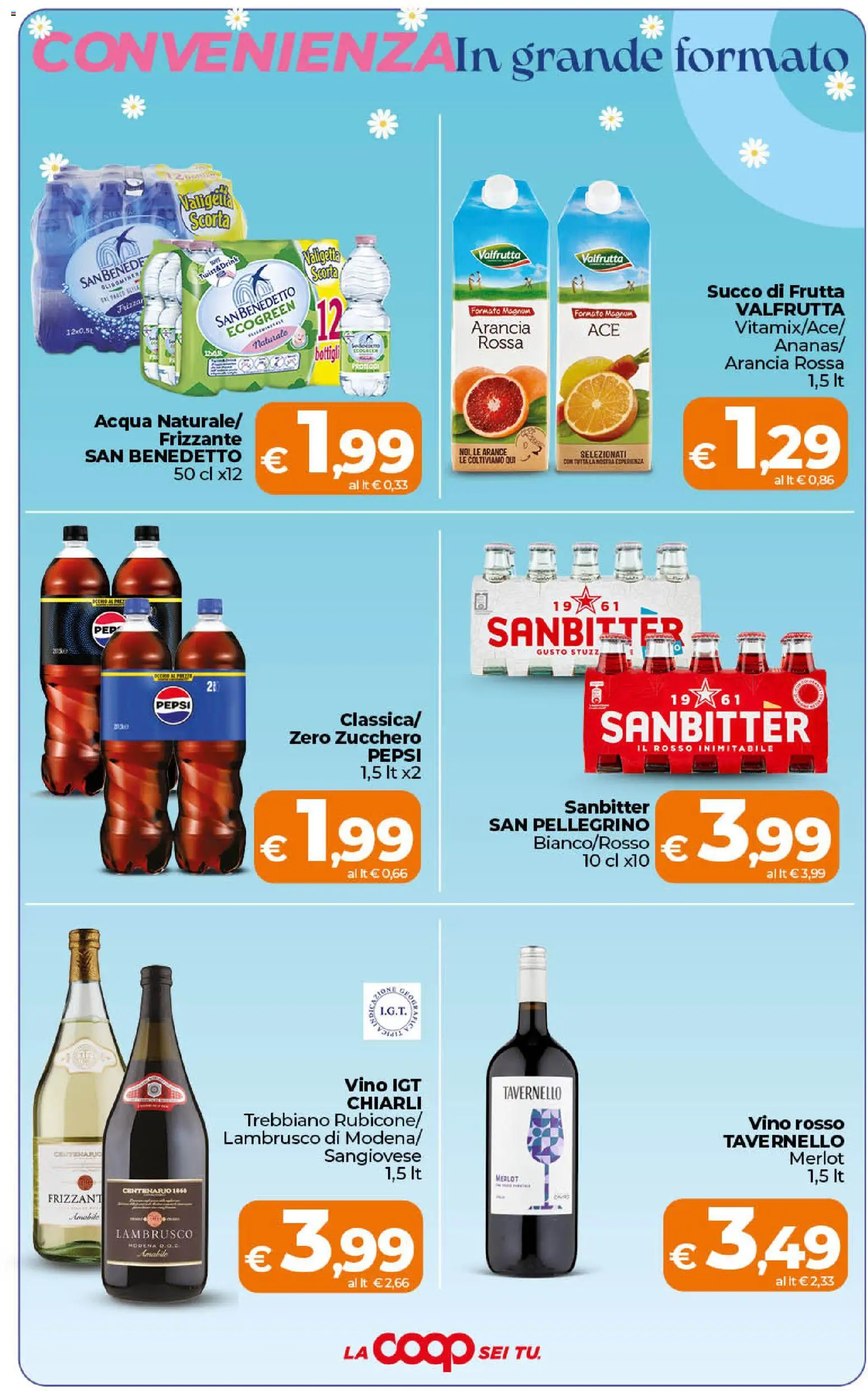 Volantino Ipercoop del 17.04.2026 | Pagina: 5 | Prodotti: Succo, Acqua, Zucchero, Arancia
