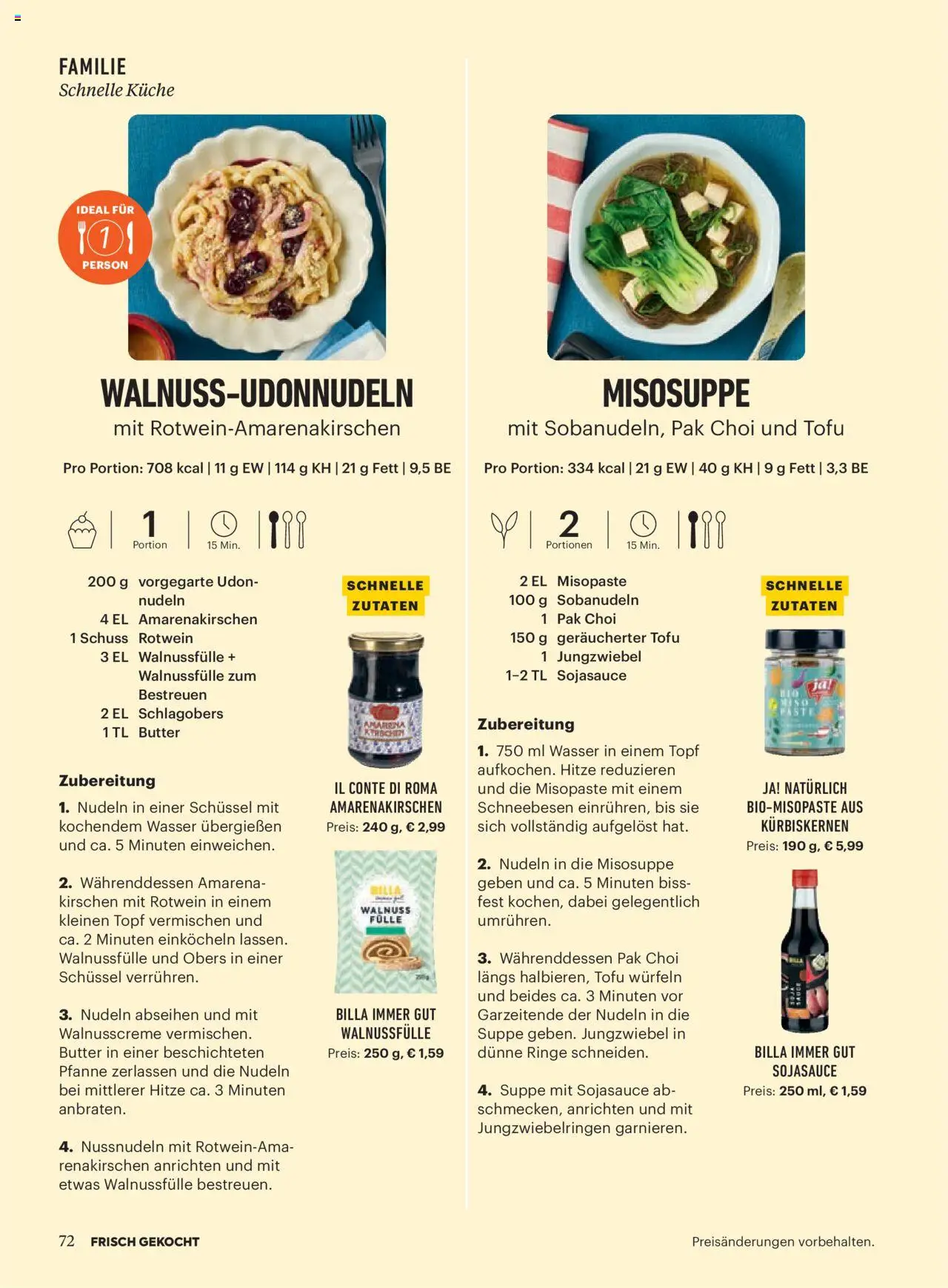 Billa Frisch Gekocht gültig ab 01.09.2025 | Seite: 70 | Produkte: Wasser, Butter, Nudeln