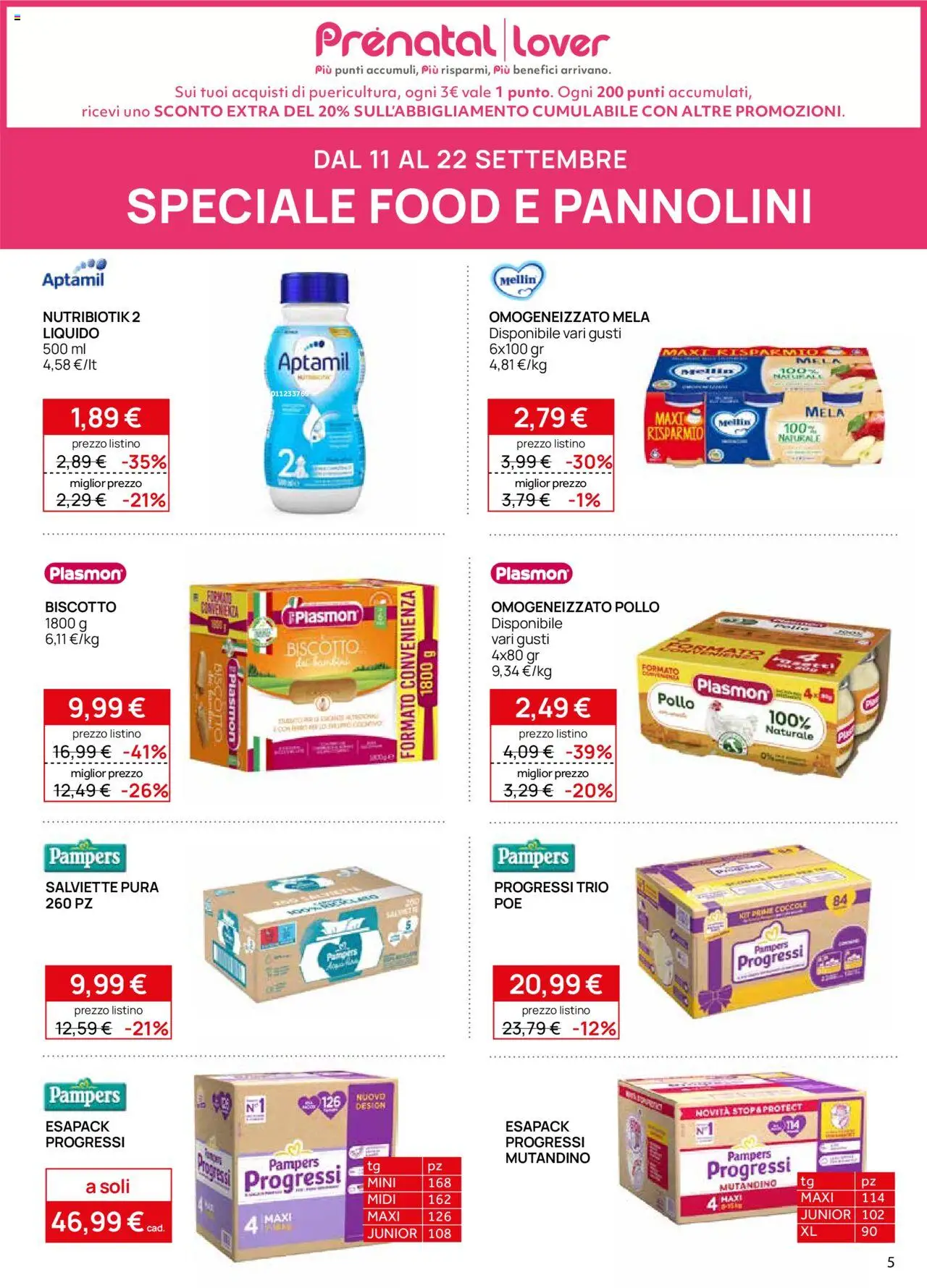 Volantino Prenatal del 11.09.2025 | Pagina: 6 | Prodotti: Pannolini, Pollo, Pampers