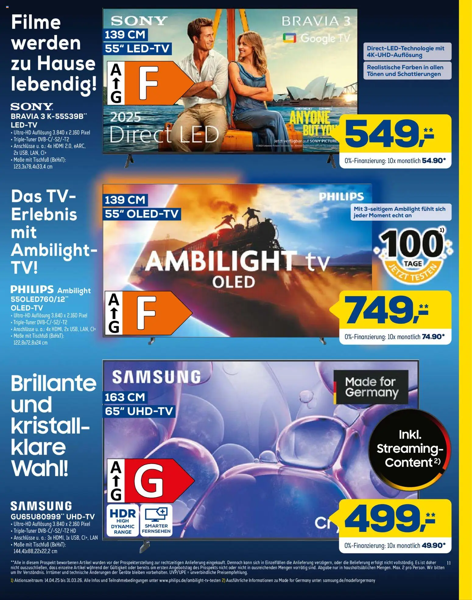 Euronics Prospekt 	 – gültig ab 10.01.2026 | Seite: 11 | Produkte: Philips, Fernsehen, Samsung, TV