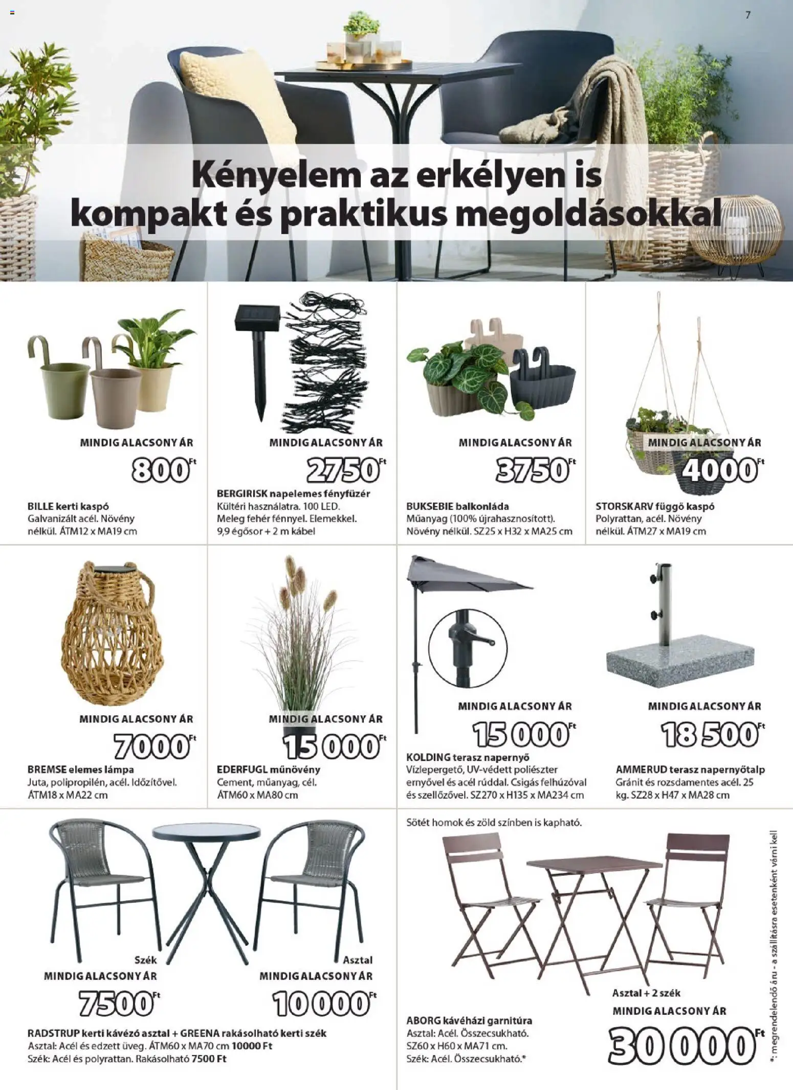 JYSK akciós ujság - amely érvényes a következő dátumtól: 29.04.2026 | Oldal: 7 | Termékek: Műnövény, Asztal, Szék, Kaspó