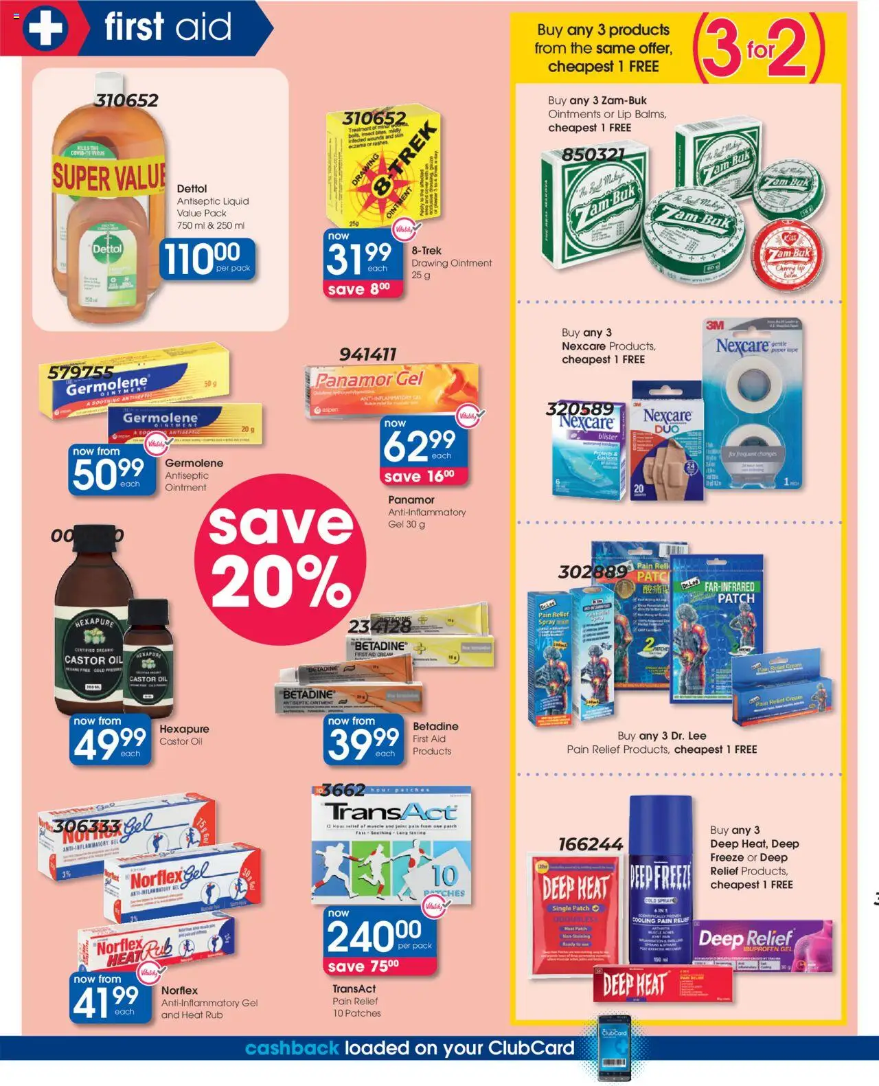 Clicks Specials │ valid from 21.08.2025 | Page: 28 | Products: Antiseptic liquid, Oil, Cream, Tape