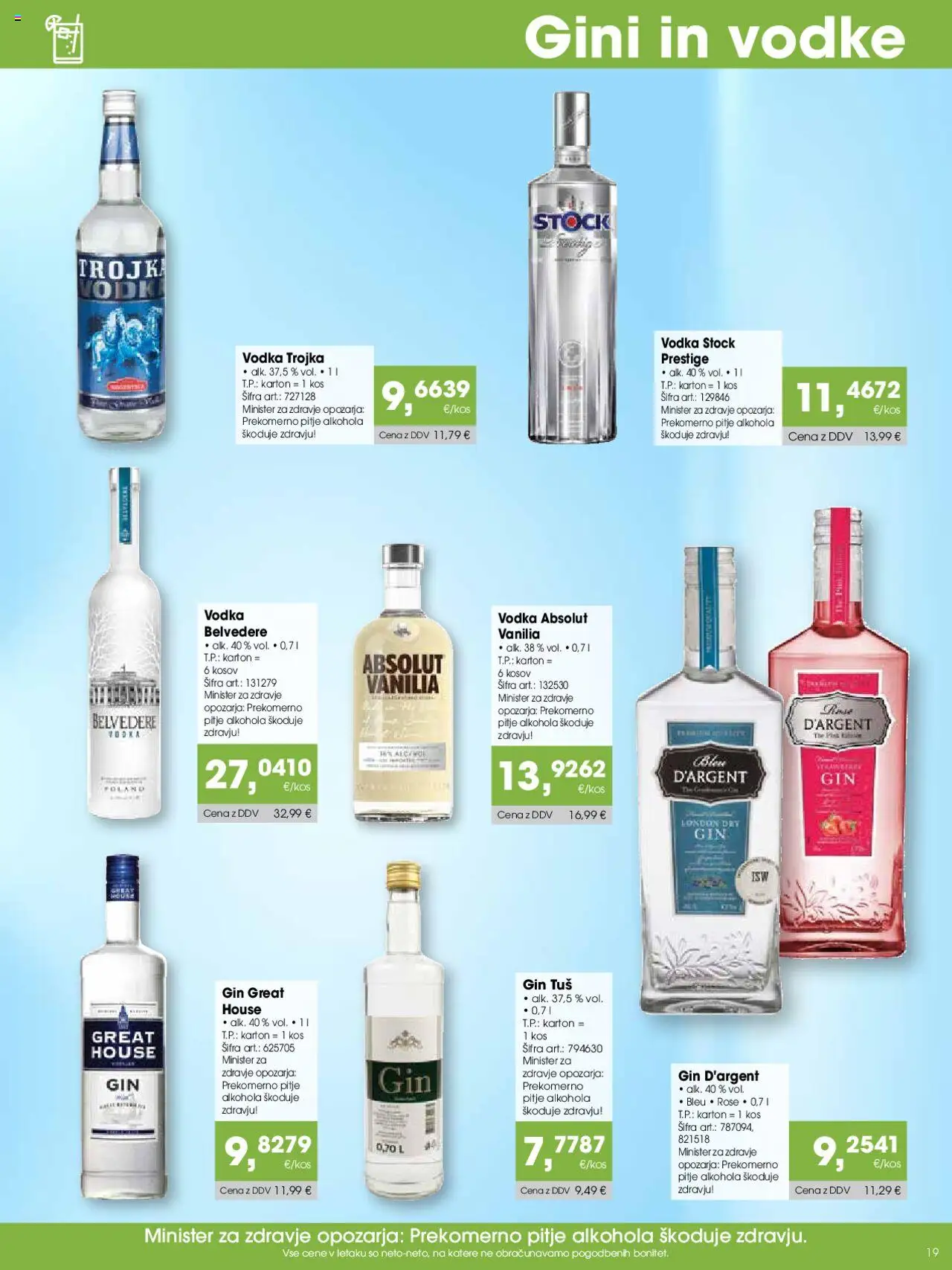 Novi Tuš katalog ponudbe – veljaven od 07.09.2025 | Stran: 19 | Izdelki: Kos, Gin, Vodka
