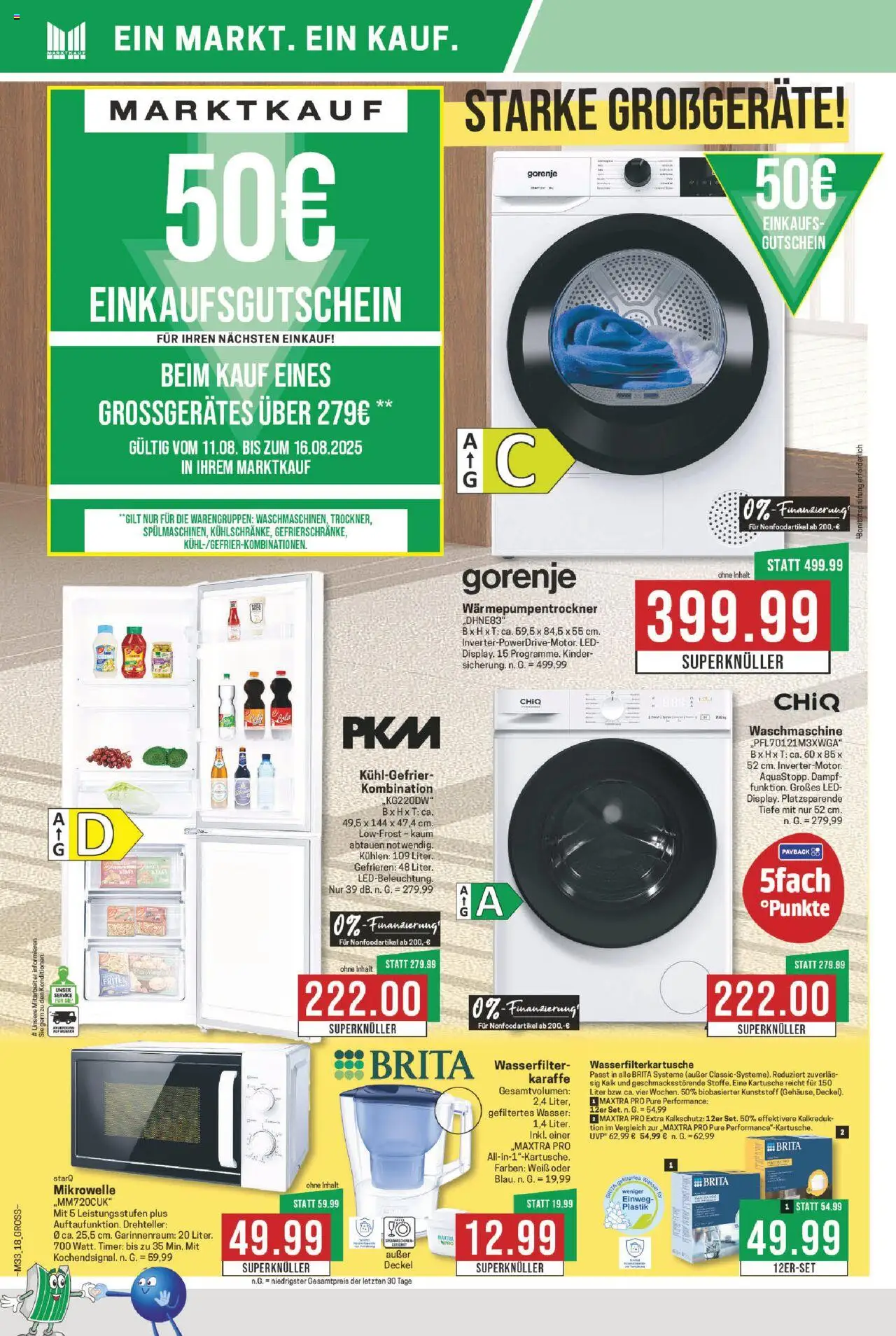 Marktkauf Prospekt 	 - gültig ab dem 11.08.2025 | Seite: 18 | Produkte: Gorenje, Mikrowelle, Waschmaschine, Wasser