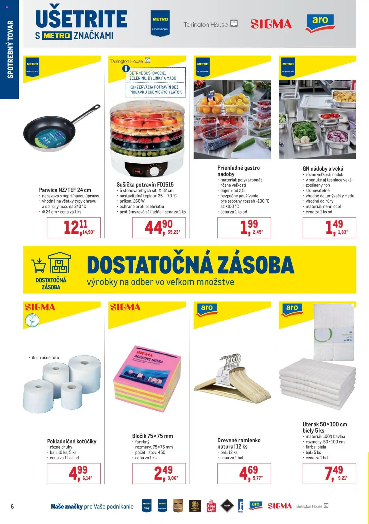Metro Spotrebný tovar │ platný od 30.07.2025 | Strana: 6 | Produkty: Sušička, Panvica, Uterák