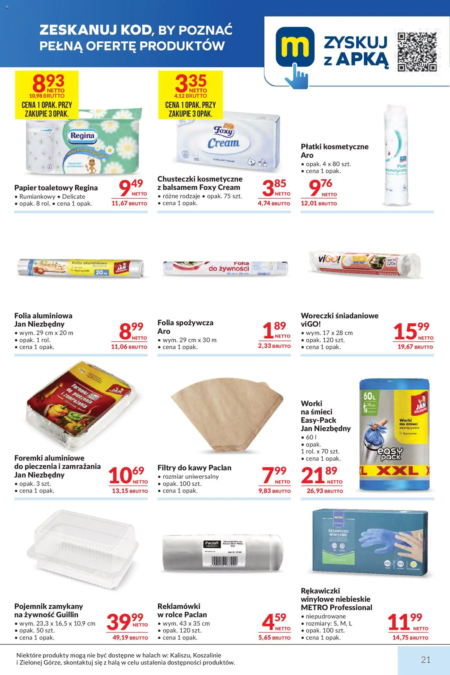 Makro Gazetka - Mega oferty dla Twojego Sklepu od 07.01.2026 | Strona: 21 | Produkty: Folia spożywcza, Papier toaletowy, Płatki kosmetyczne, Płatki