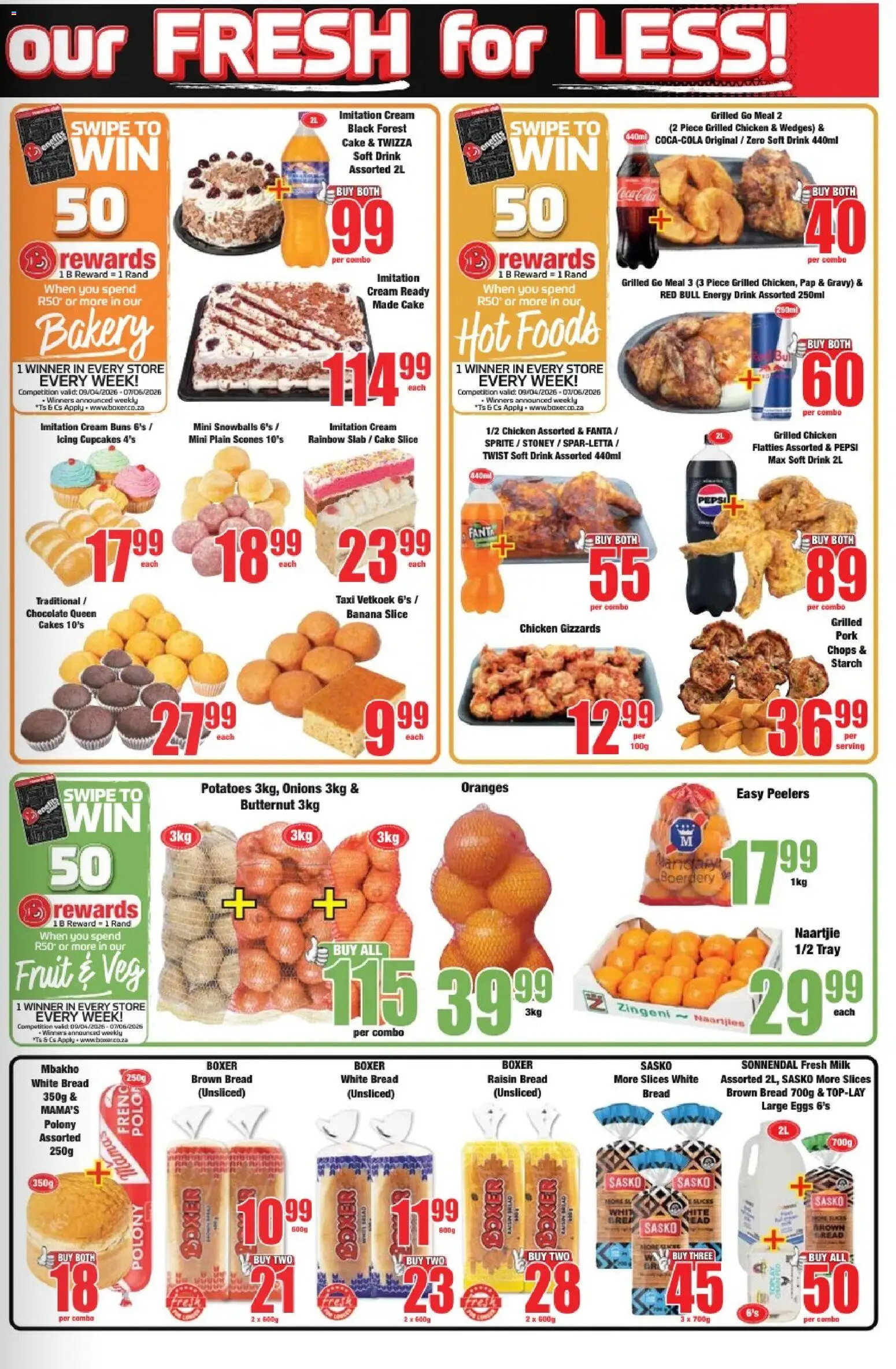 New Boxer catalogue – valid from 23.04.2026 | Page: 3 | Products: Buns, Eggs, Bread, Fanta