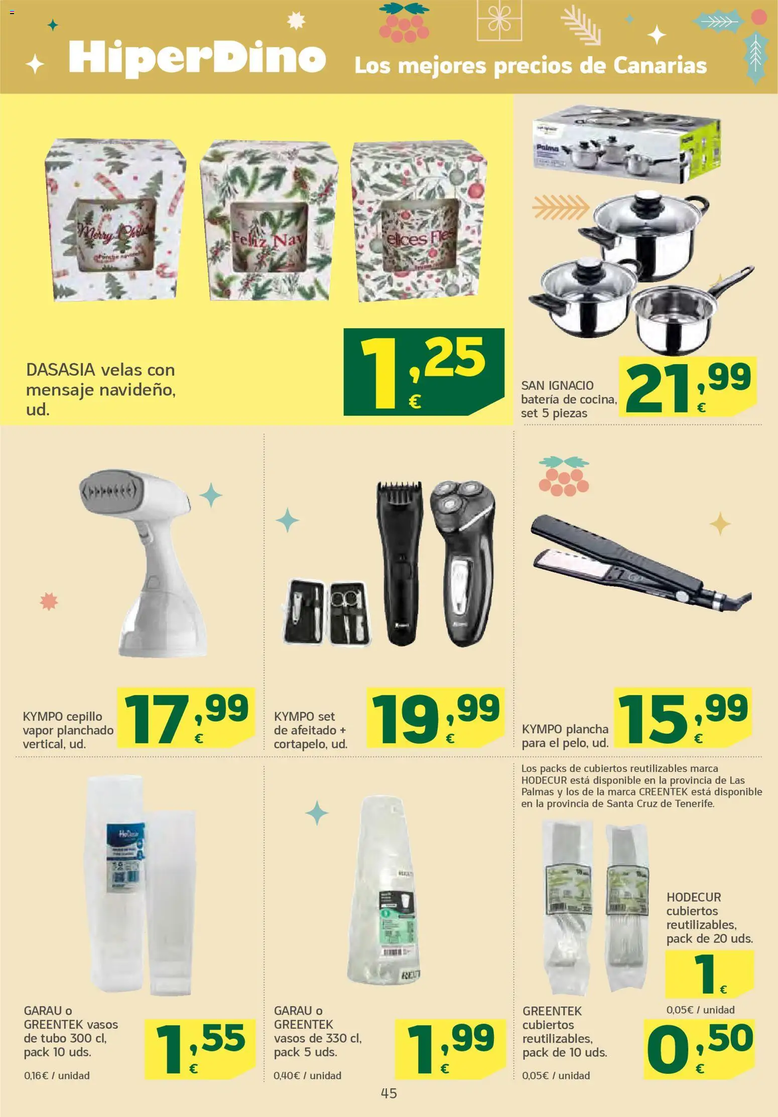 HiperDino folleto │ válido desde el 04.12.2025 | Página: 45 | Productos: Cepillo, Vasos, Plancha, Βραχιόλι