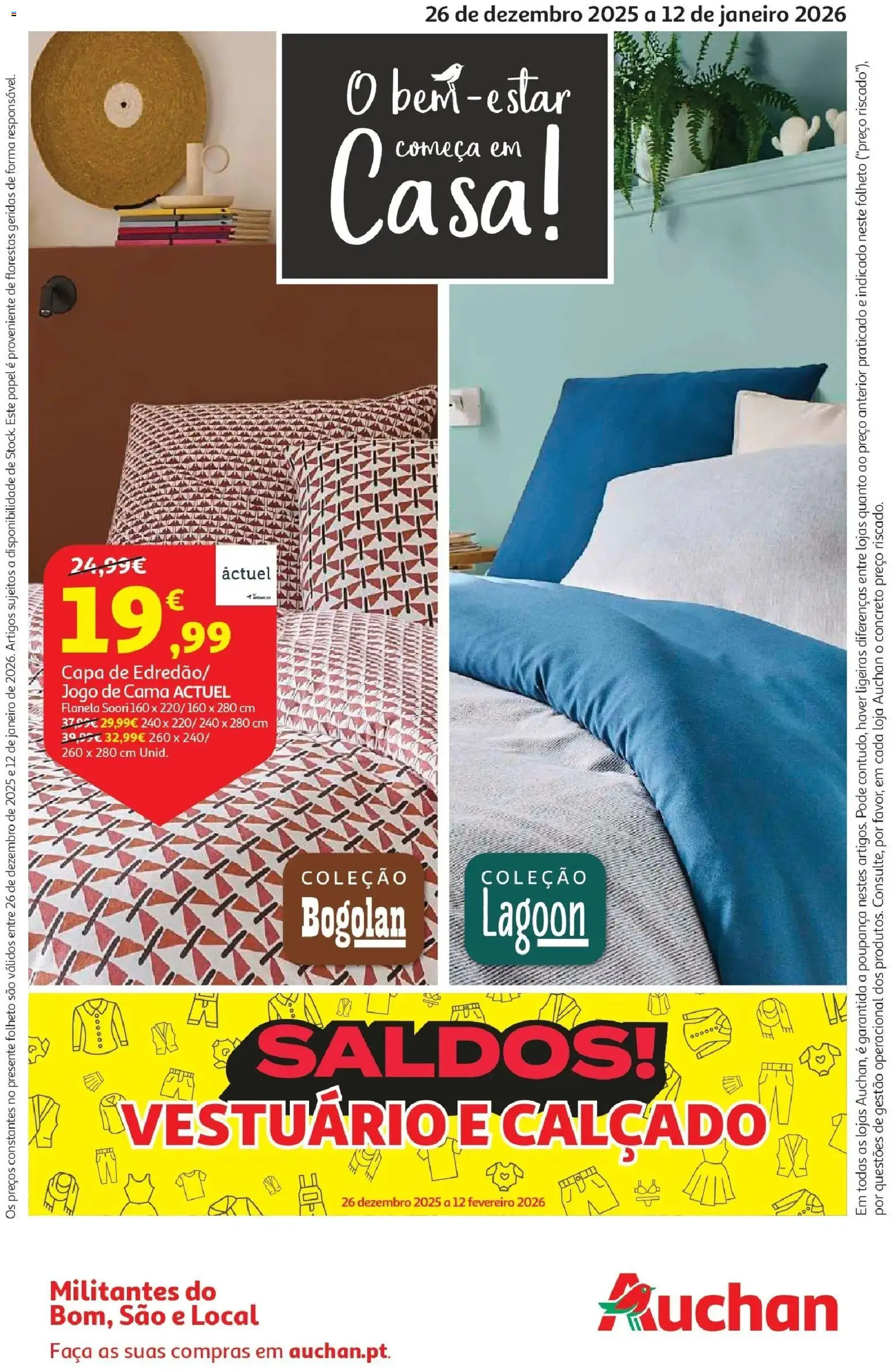 Auchan - O bem-estar começa em casa! │ válido de 26.12.2025 | Página: 1 | Produtos: Faca, Jogo de cama, Cama