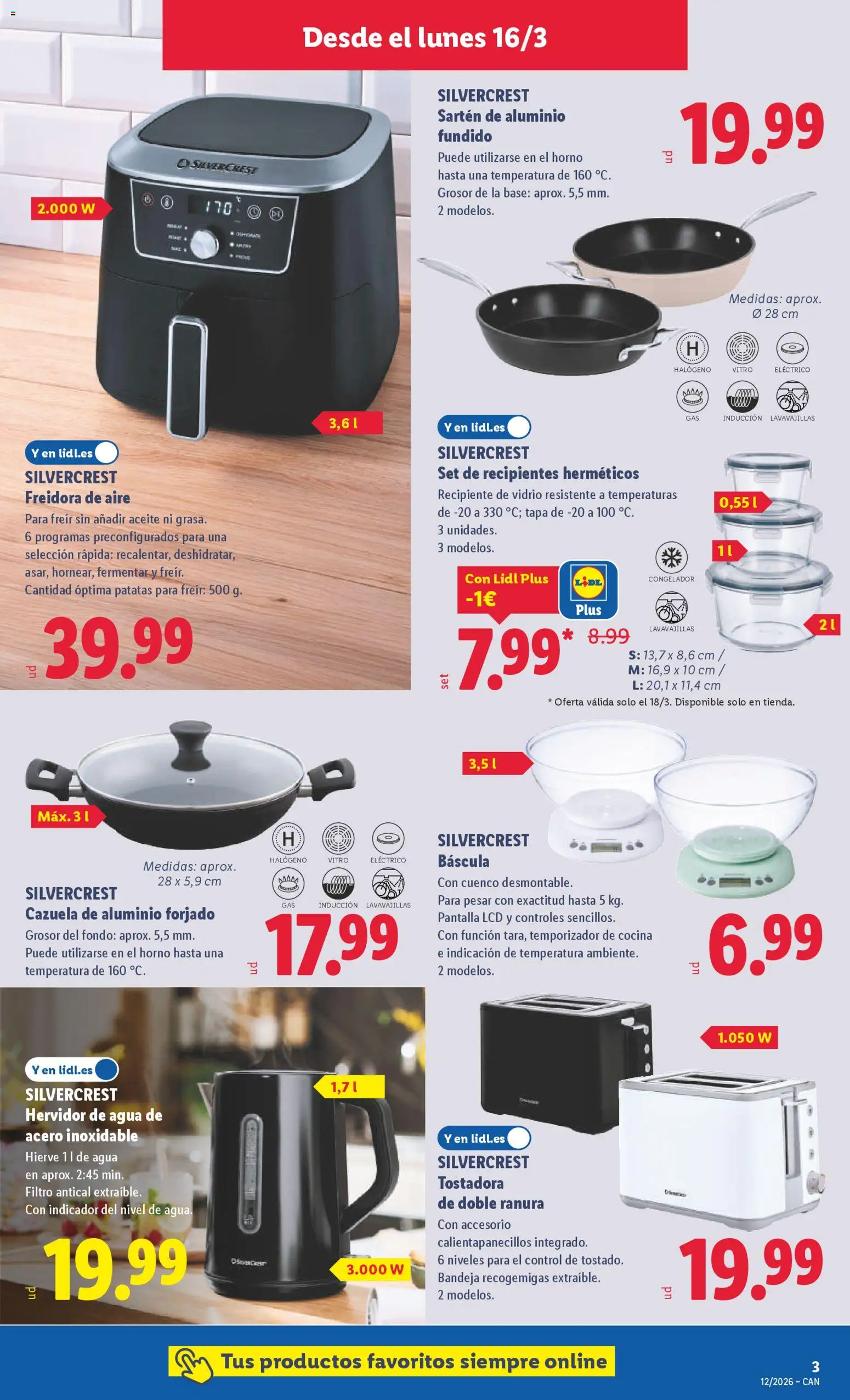 Lidl folleto de bazar │ válido desde el 16.03.2026 | Página: 7 | Productos: Aceite, Congelador, Cocina, Lavavajillas