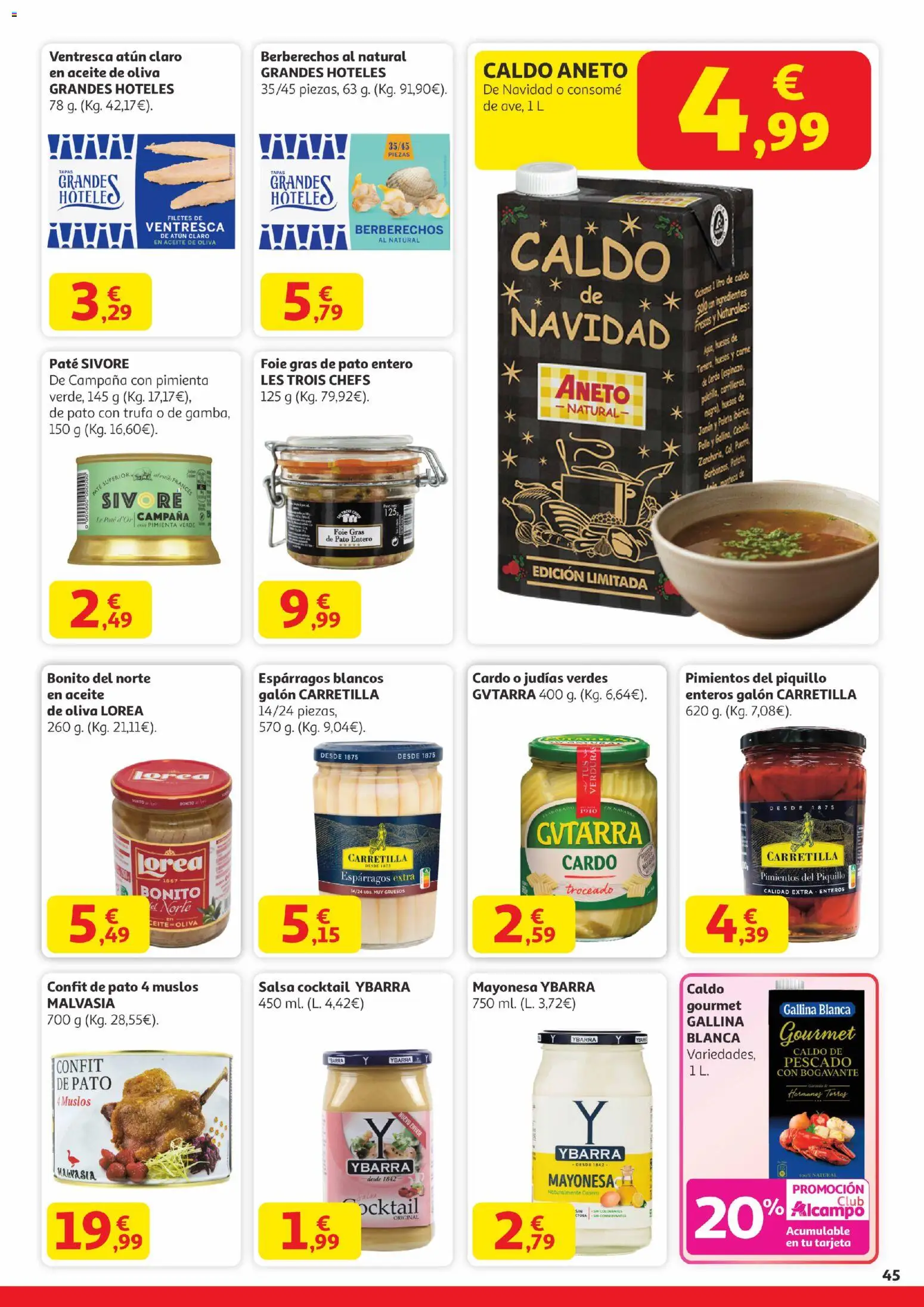 Alcampo -  Canarias │ válido desde el 11.12.2025 | Página: 45 | Productos: Berberechos, Paté, Aceite de oliva, Οθόνη προβολής