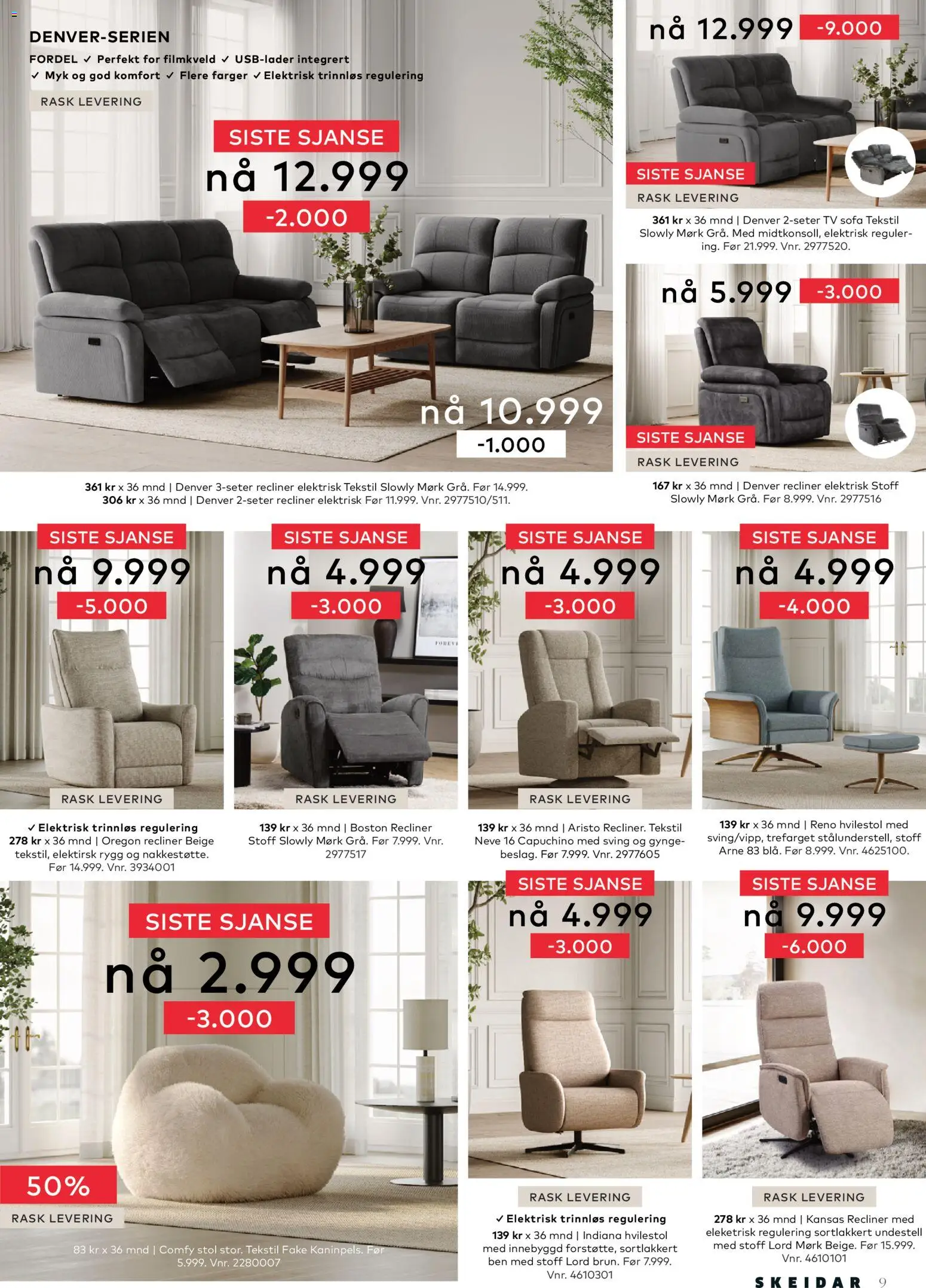 {H1} | Side: 9 | Produkter: Tv, Hvilestol, Sofa, Stol