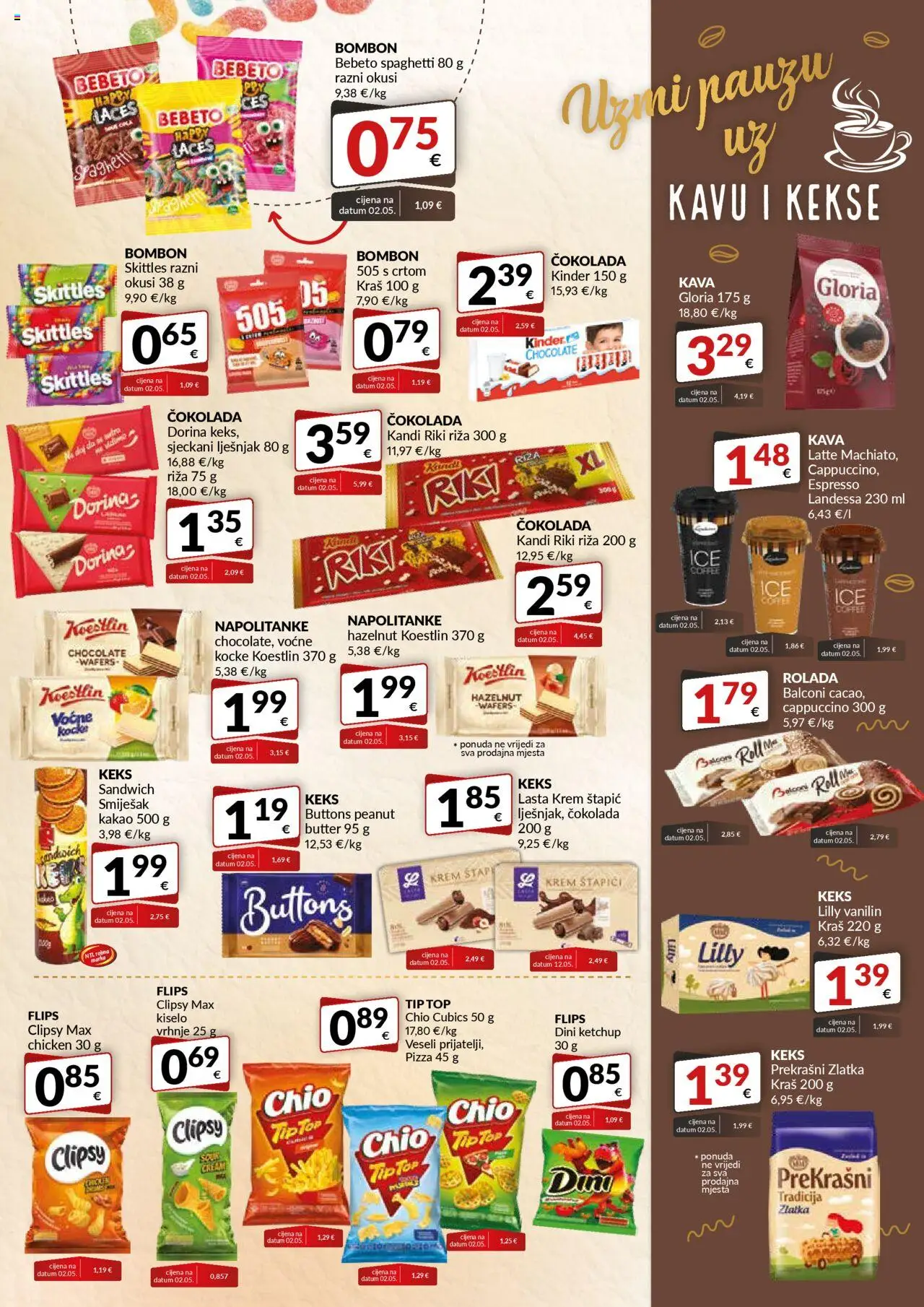 Bakmaz katalog | vrijedi od 18.09.2025 | Stranica: 5 | Proizvodi: Flips, Čokolada, Riža, Napolitanke