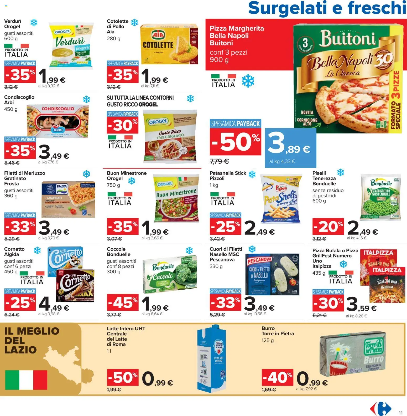 Volantino Carrefour del 13.03.2026 | Pagina: 11 | Prodotti: Cornetto, Merluzzo, Verdure, Burro