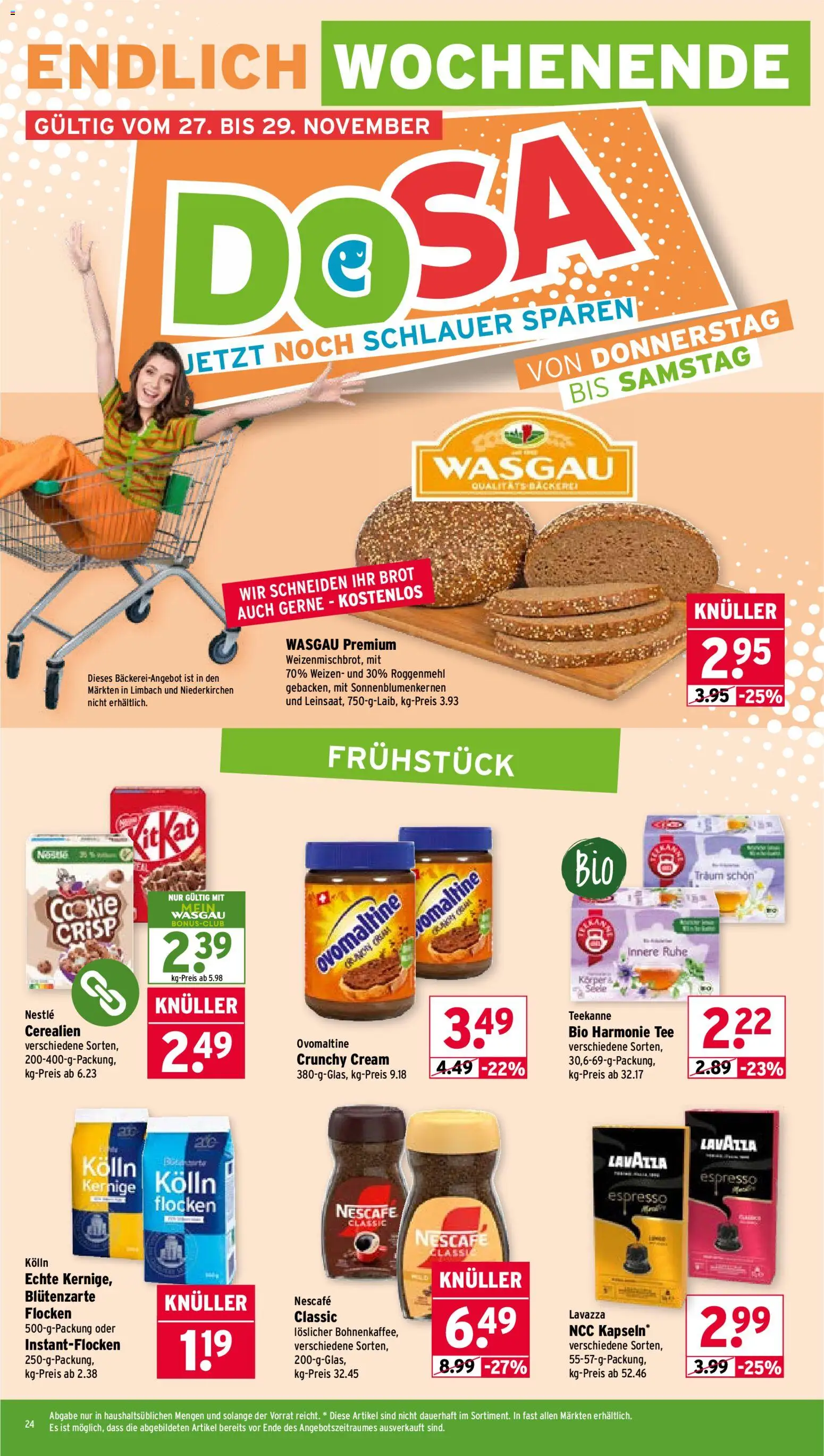 Wasgau Prospekt 	 – gültig ab 24.11.2025 | Seite: 24 | Produkte: Kolln, Teekanne, Brot, Tee