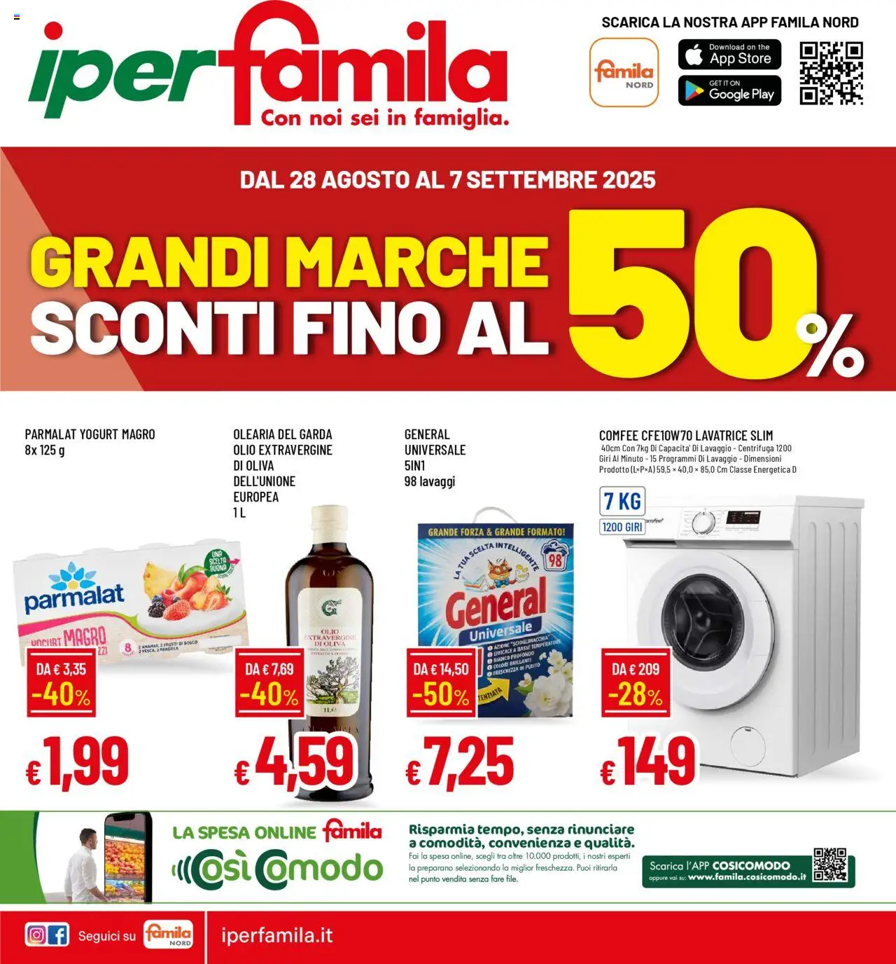 Volantino Famila del 28.08.2025 | Pagina: 1 | Prodotti: Olio, Ananas, Lavatrice, The