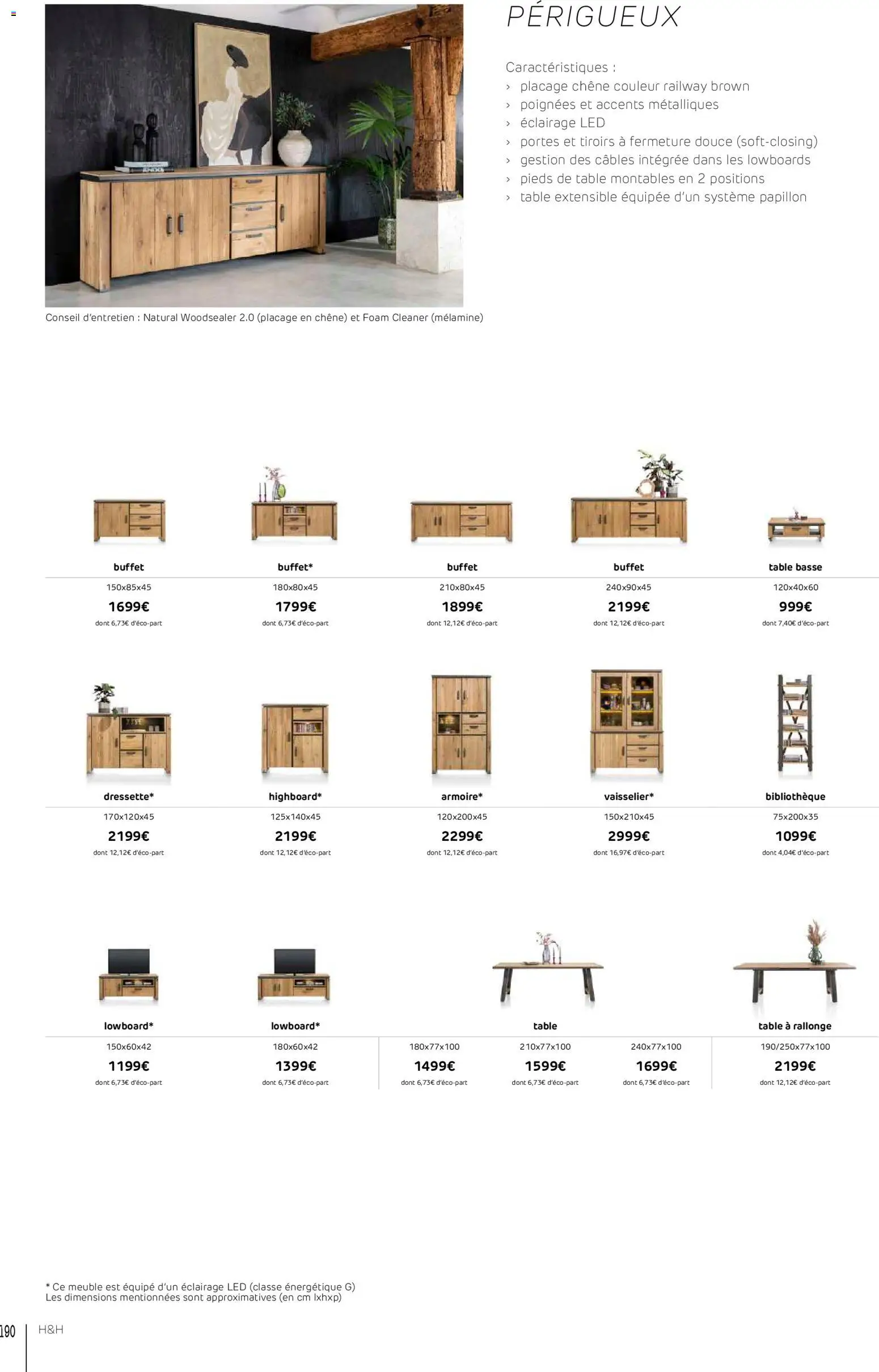 {H1} | Page: 190 | Produits: Meuble, Table extensible, Table basse, Portes