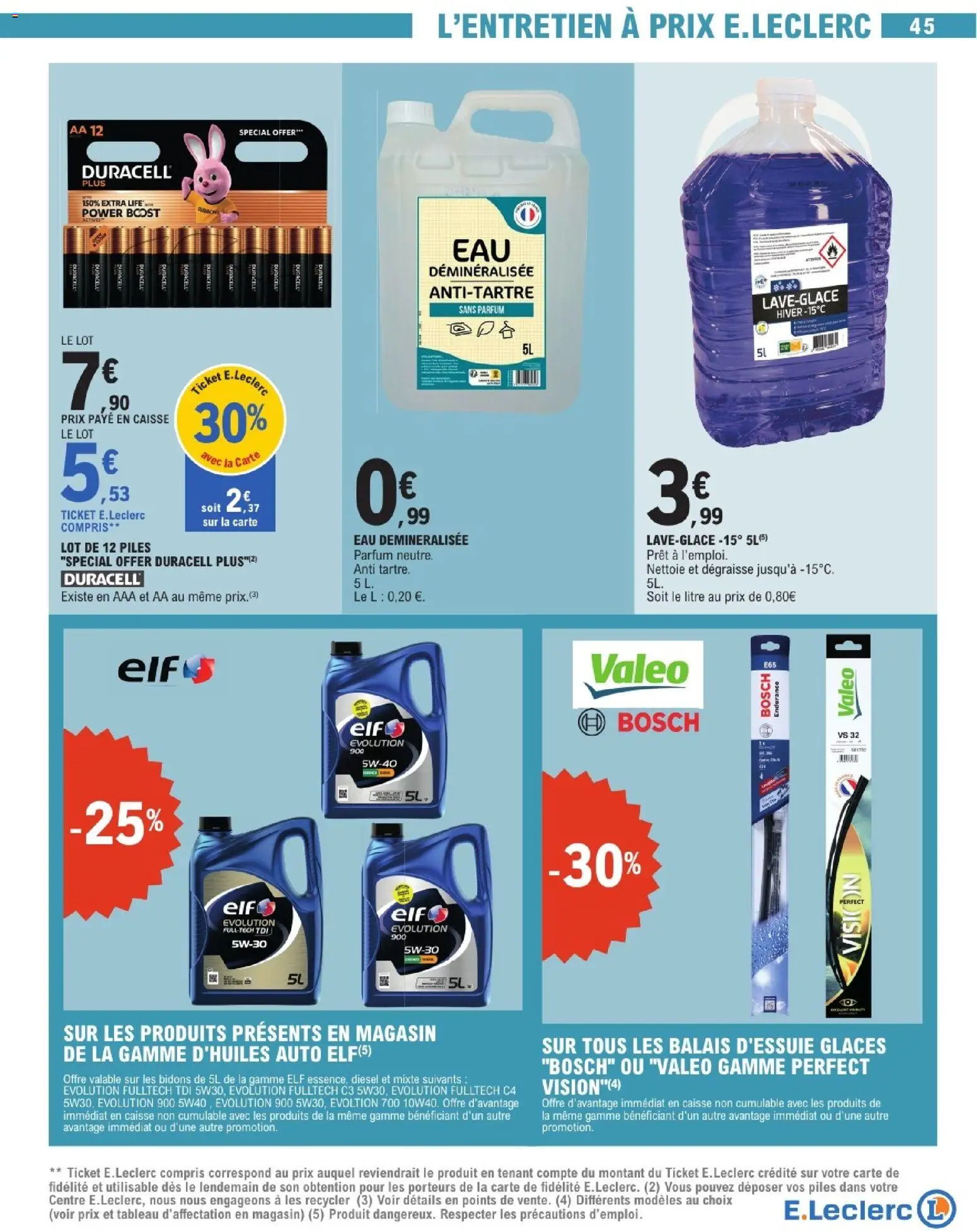 {H1} | Page: 45 | Produits: Glaces, Eau déminéralisée, Parfum, Piles