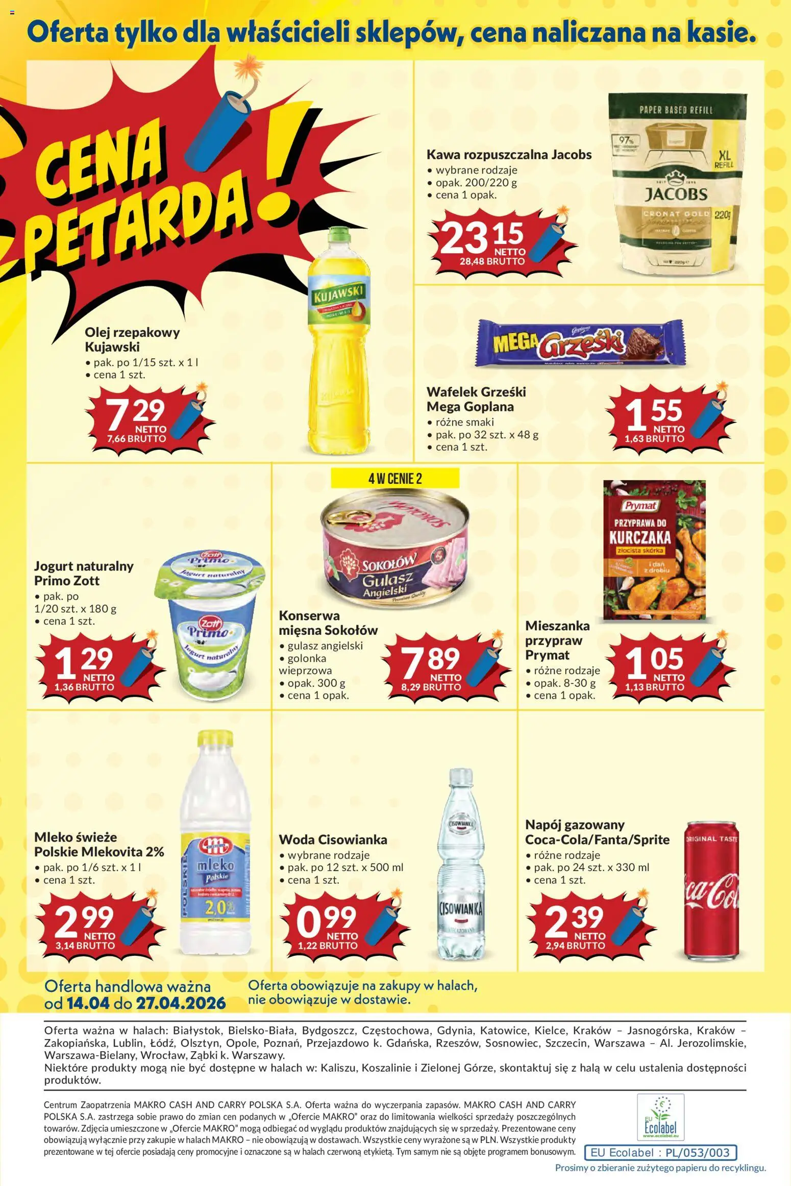 Makro gazetka od 14.04.2026 | Strona: 24 | Produkty: Jogurt naturalny, Olej, Gulasz, Woda