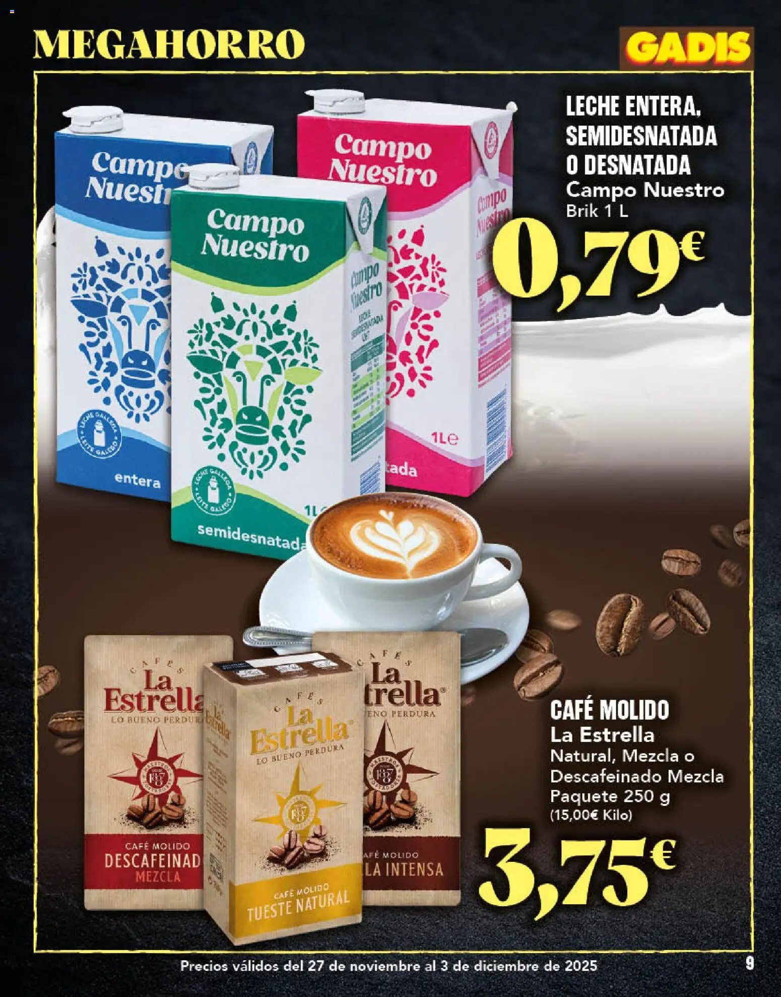 Gadis - folleto │ válido desde el 27.11.2025 | Página: 9 | Productos: Leche, Café, Café molido