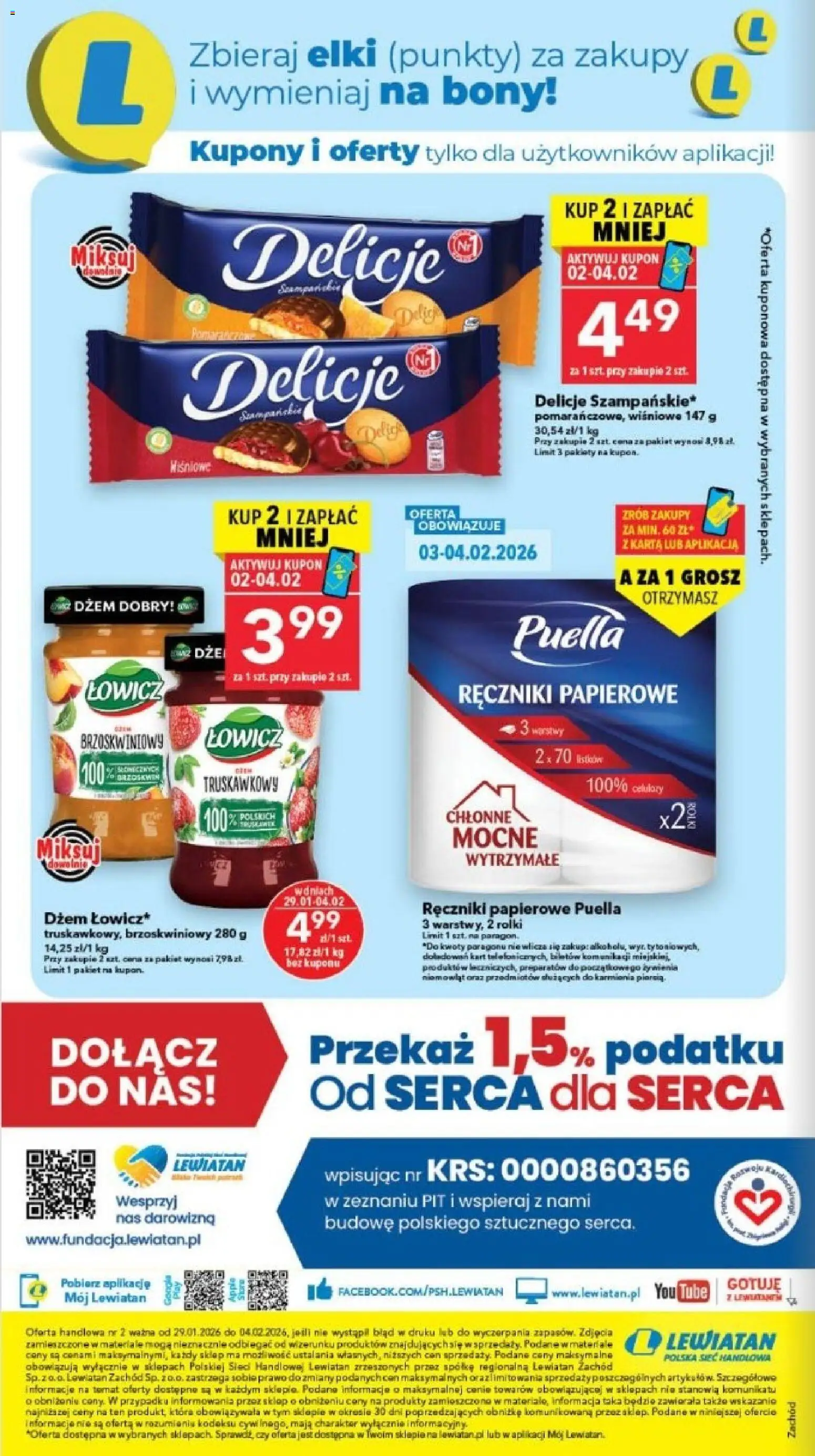 Lewiatan gazetka - Szczecin od 29.01.2026 | Strona: 8 | Produkty: Karta, Rolki, Ręczniki papierowe, Dżem