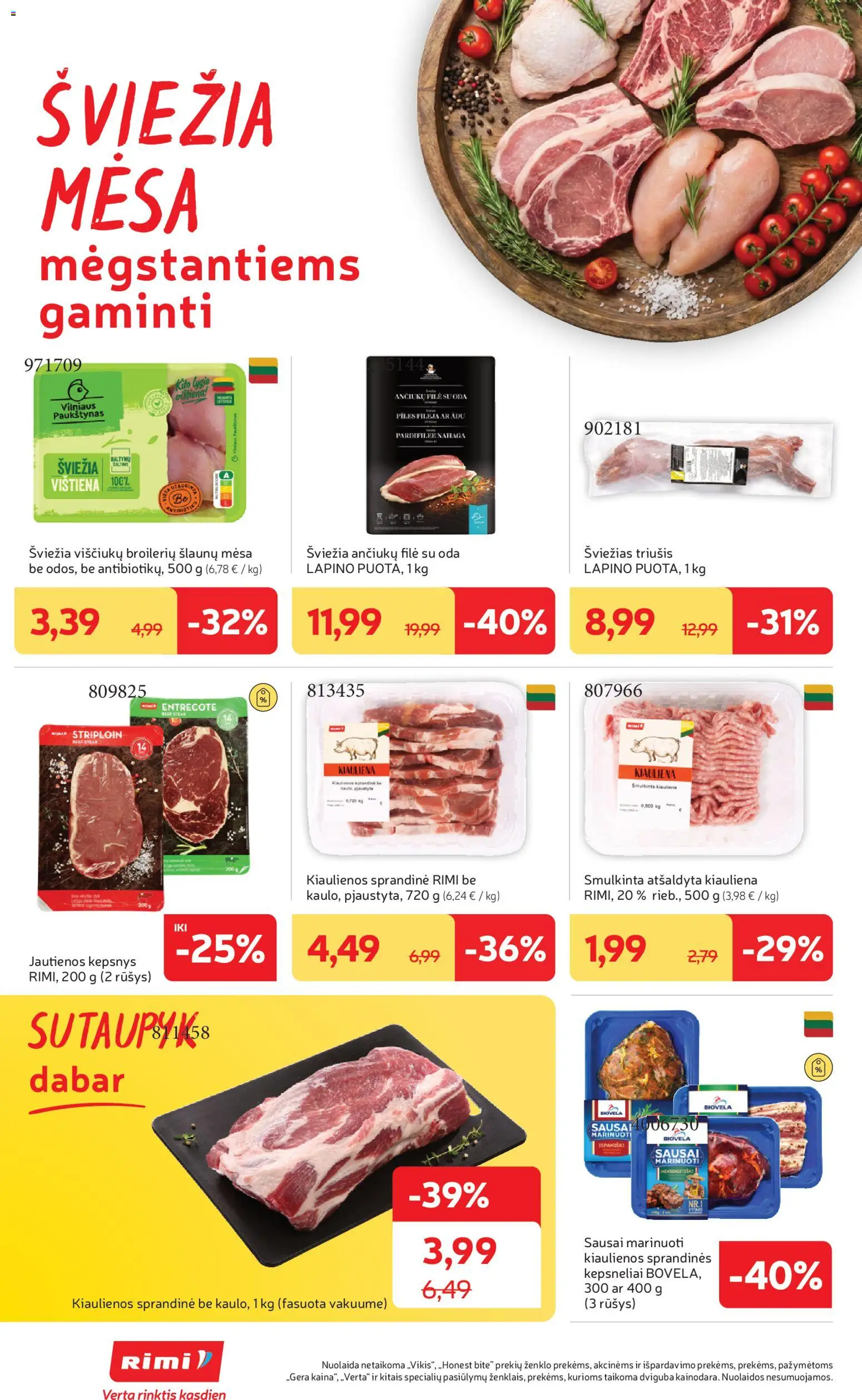 Rimi akcijos nuo 17.03.2026 | Puslapis: 12 | Prekių: Kiaulienos, Jautienos, Vištiena, Kiauliena