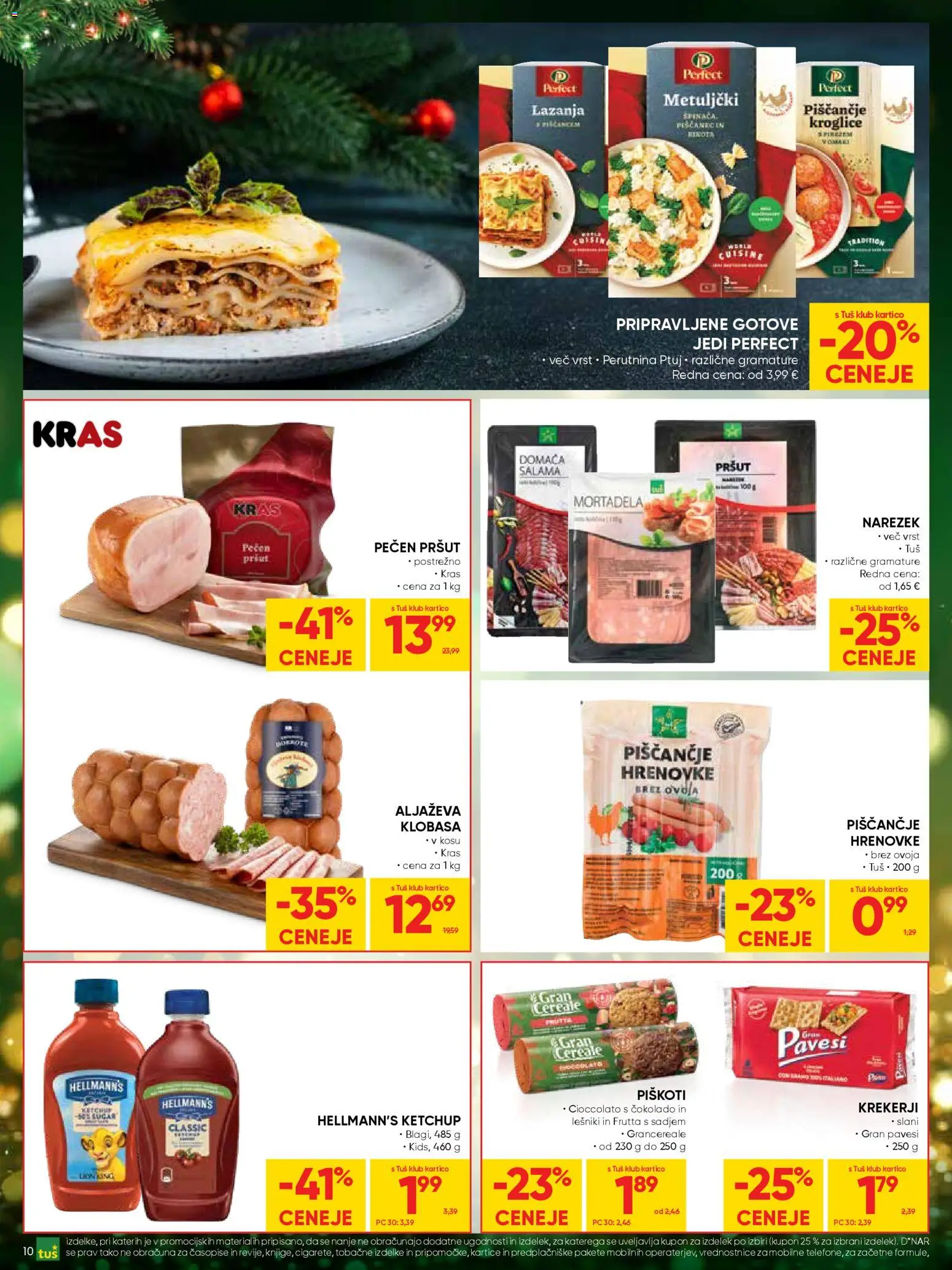 Novi Tuš katalog ponudbe – veljaven od 17.12.2025 | Stran: 10 | Izdelki: Hrenovke, Pršut, Salama, Lazanja