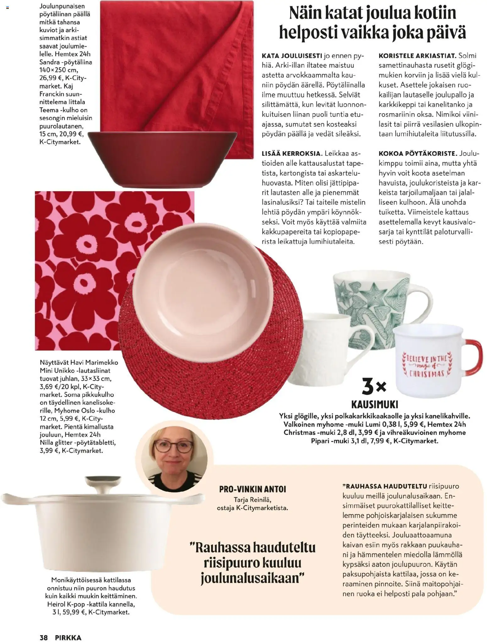 K-Market - Pirkka – voimassa 03.12.2025 alkaen | Sivu: 38 | Tuotteet: Rusetit, Muki, Kattila, Viini