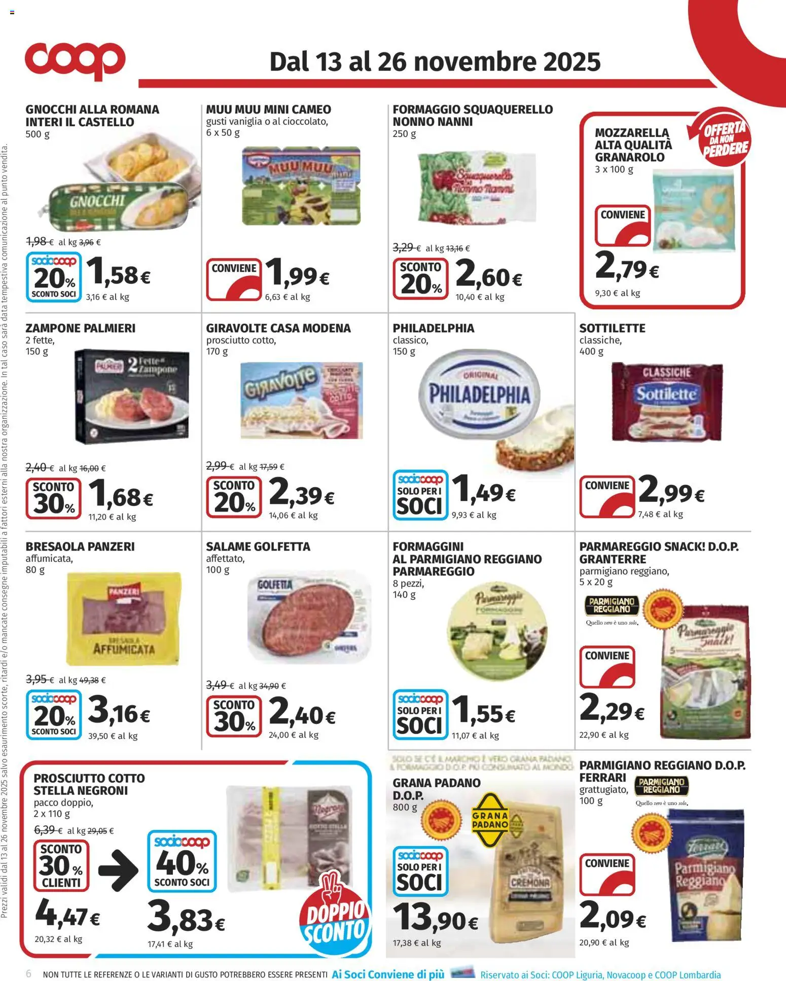 Volantino COOP del 13.11.2025 | Pagina: 6 | Prodotti: Prosciutto Cotto, Salame, Prosciutto, Gnocchi