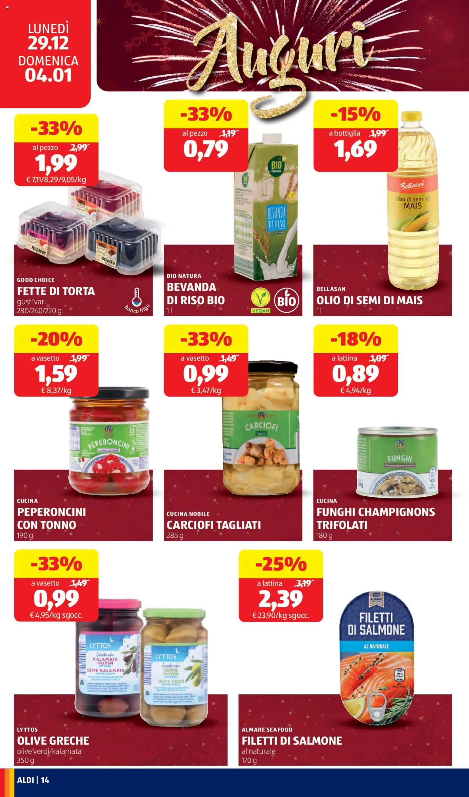 Volantino Aldi del 29.12.2025 | Pagina: 14 | Prodotti: Riso, Funghi, Tonno, Torta